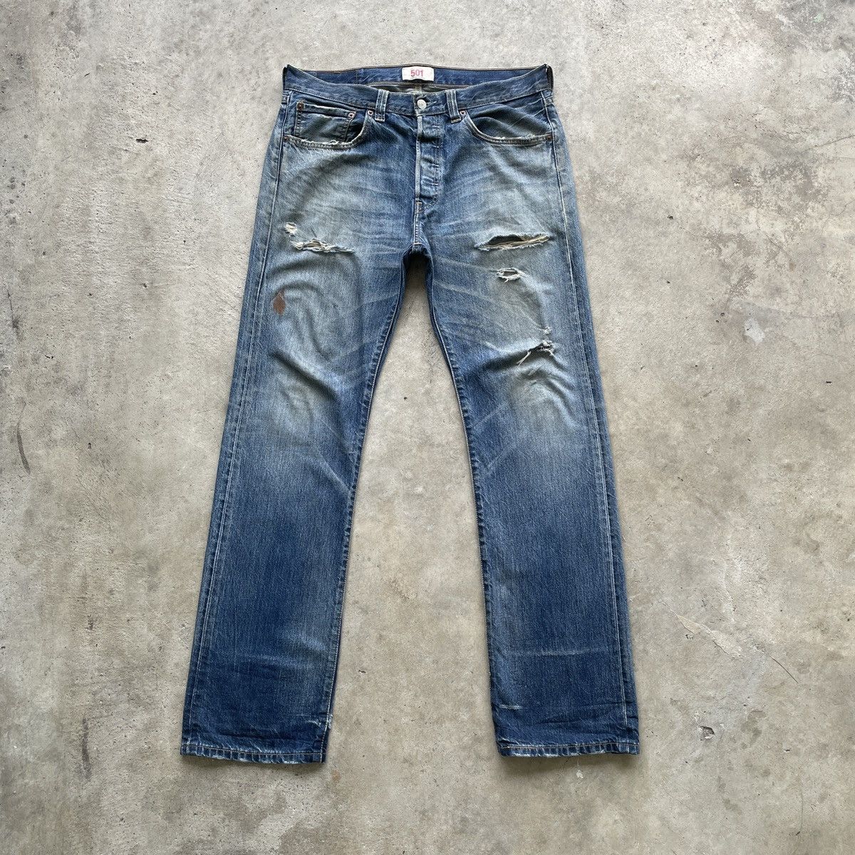 Levi's Vintage Clothing Vintage Levis 501 Distressed Denim Jeans Pants THRASHED Size US 34 / EU 50 - 1 Thumbnail