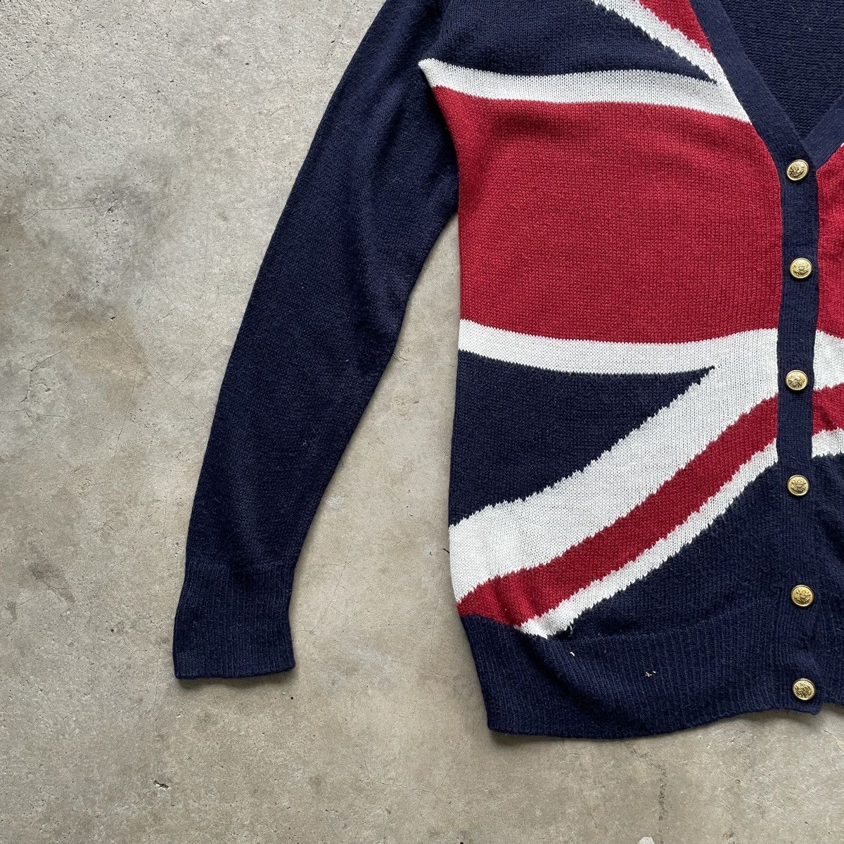 Aran Isles Knitwear Vintage Japanese Union Jack Flag Coloured Cardigan Knitwear Size US L / EU 52-54 / 3 - 5 Thumbnail