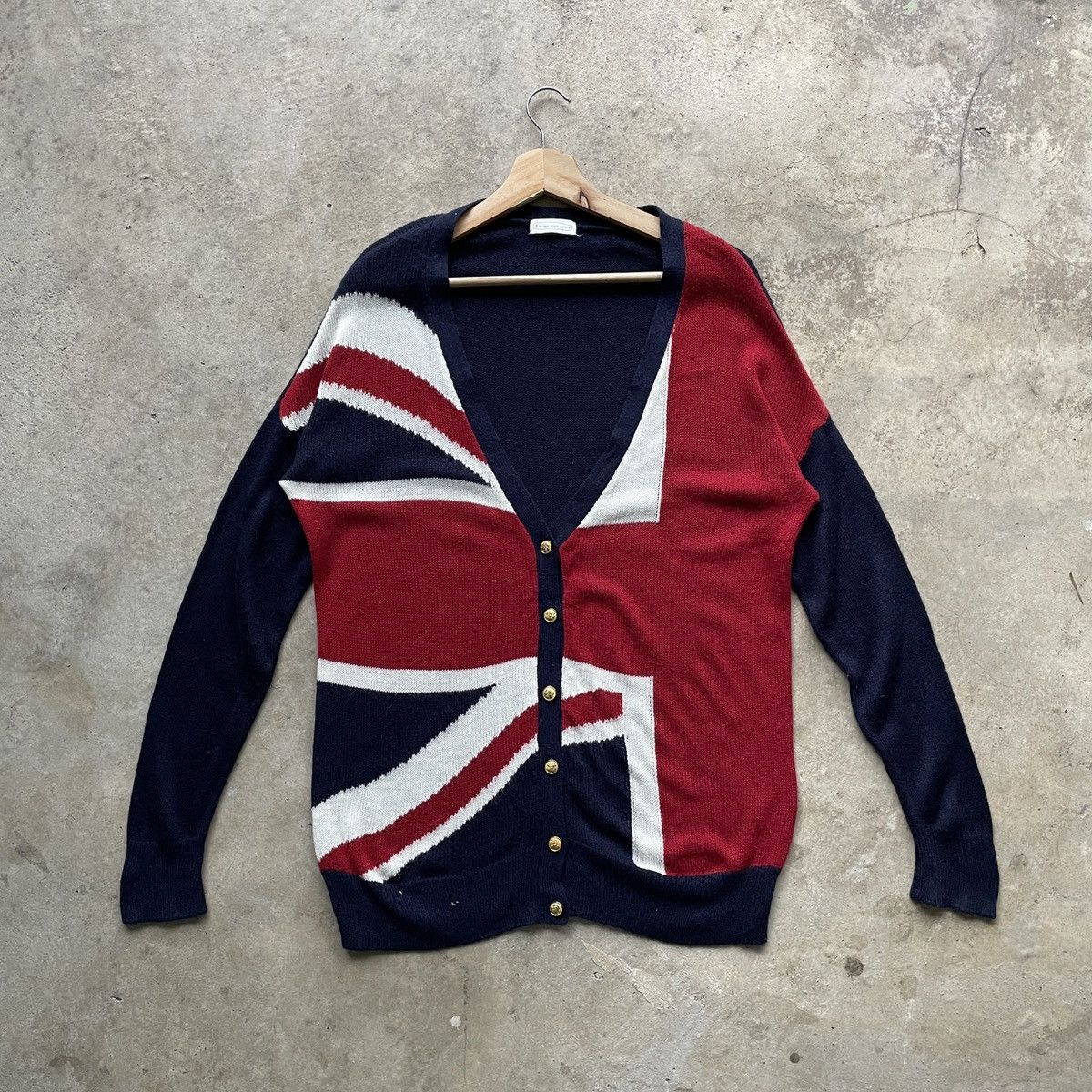 Vintage Japanese Union Jack Flag Coloured Cardigan Knitwear