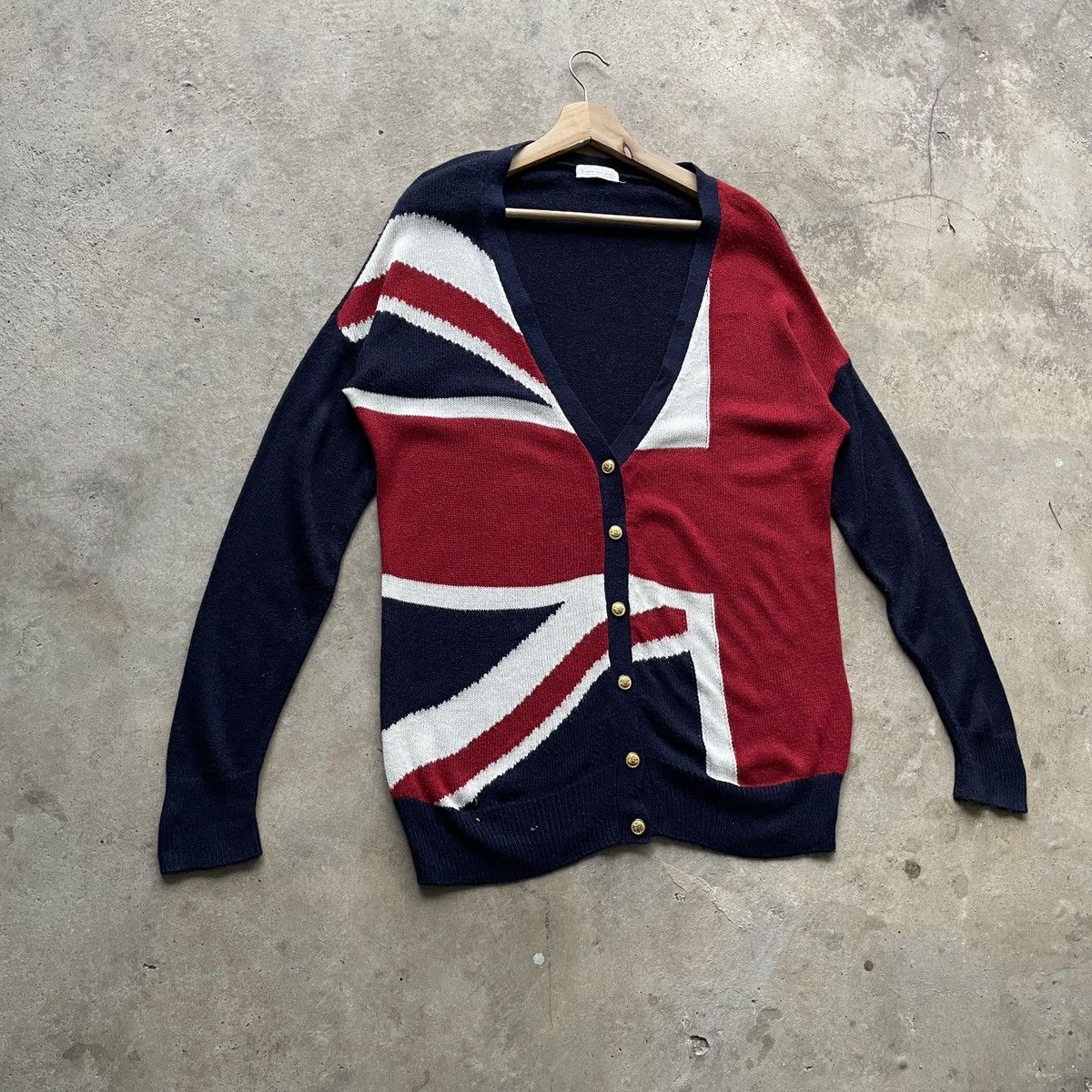 Aran Isles Knitwear Vintage Japanese Union Jack Flag Coloured Cardigan Knitwear Size US L / EU 52-54 / 3 - 2 Thumbnail