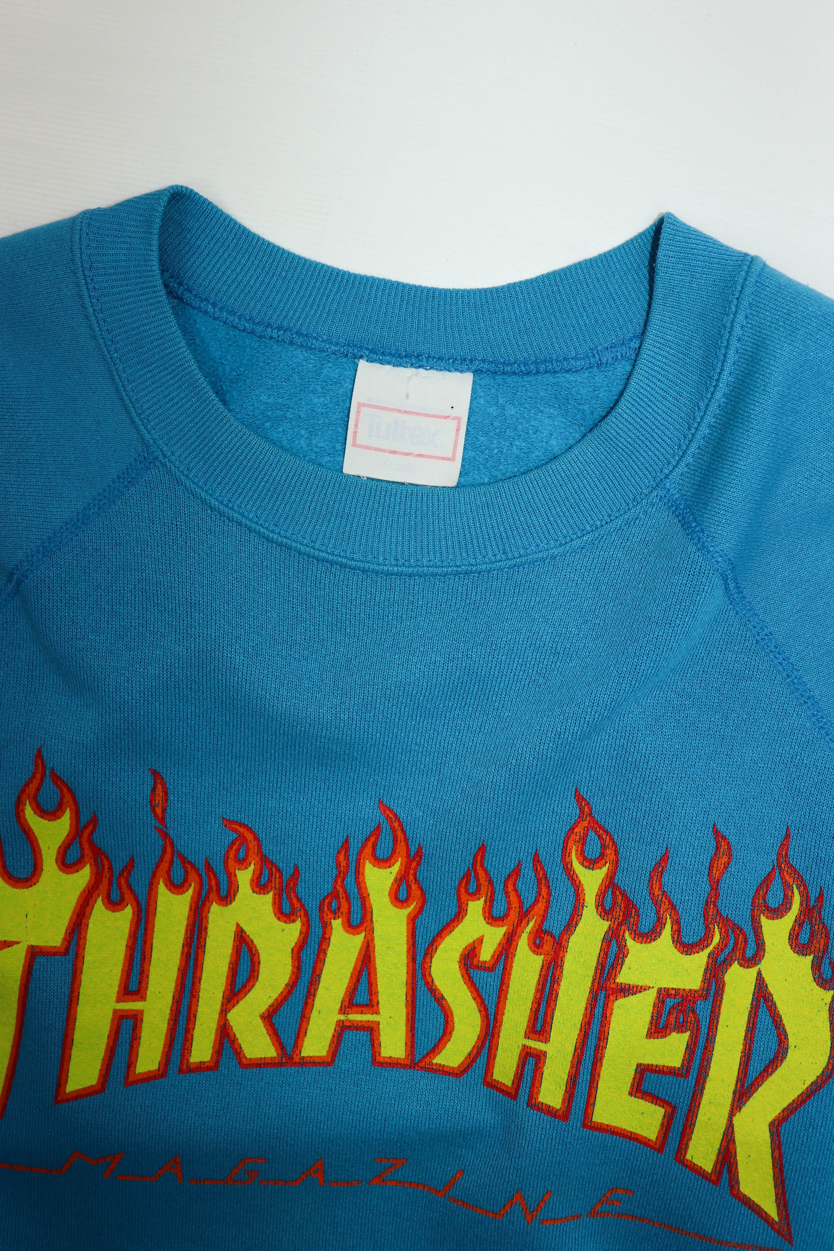 Thrasher × Tultex × Vintage 90s Vintage OG Thrasher Tultex USA Blue Crewneck Sweatshirt Size US XL / EU 56 / 4 - 11 Thumbnail