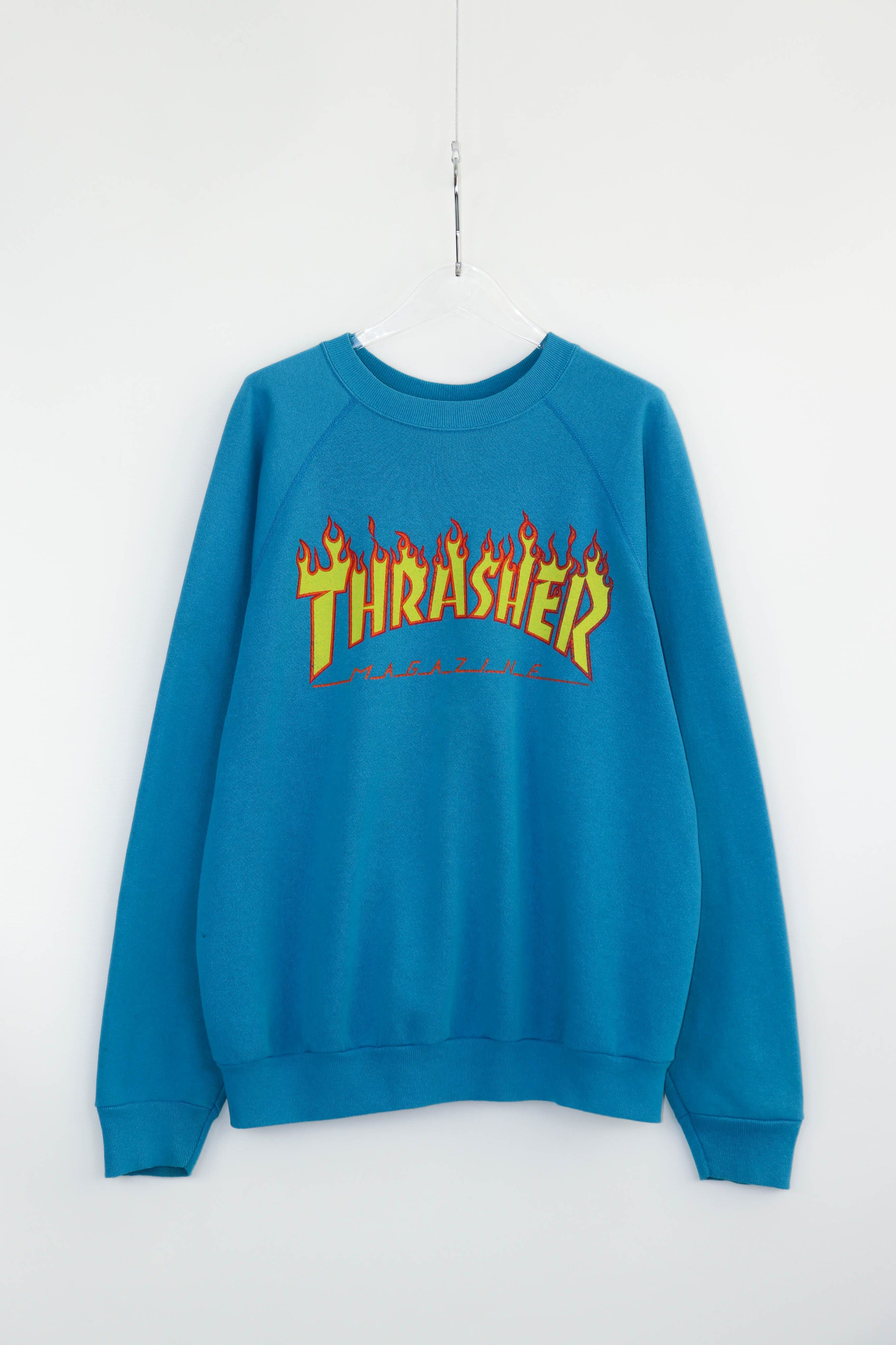 Thrasher × Tultex × Vintage 90s Vintage OG Thrasher Tultex USA Blue Crewneck Sweatshirt Size US XL / EU 56 / 4 - 2 Thumbnail