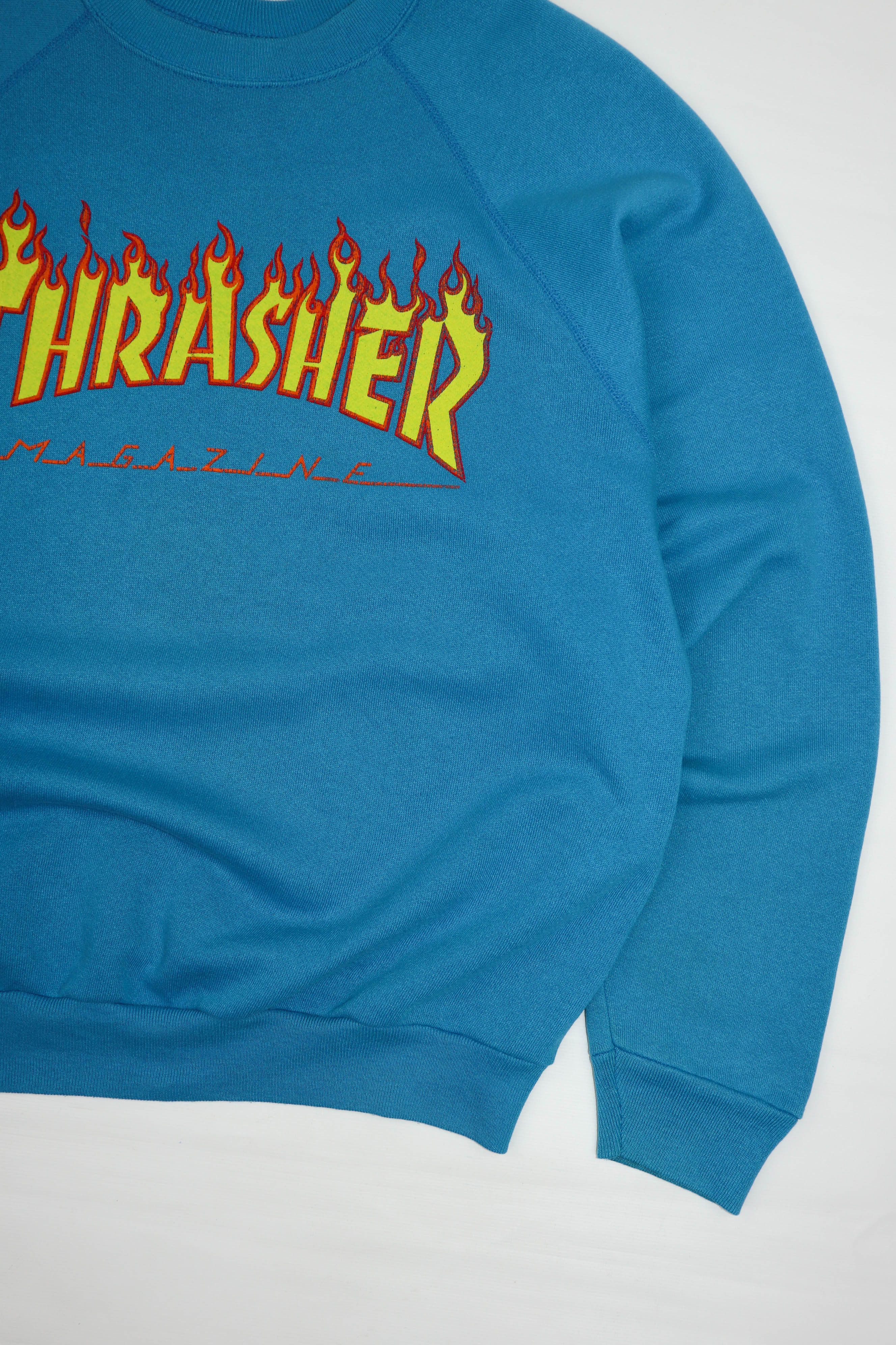 Thrasher × Tultex × Vintage 90s Vintage OG Thrasher Tultex USA Blue Crewneck Sweatshirt Size US XL / EU 56 / 4 - 6 Thumbnail