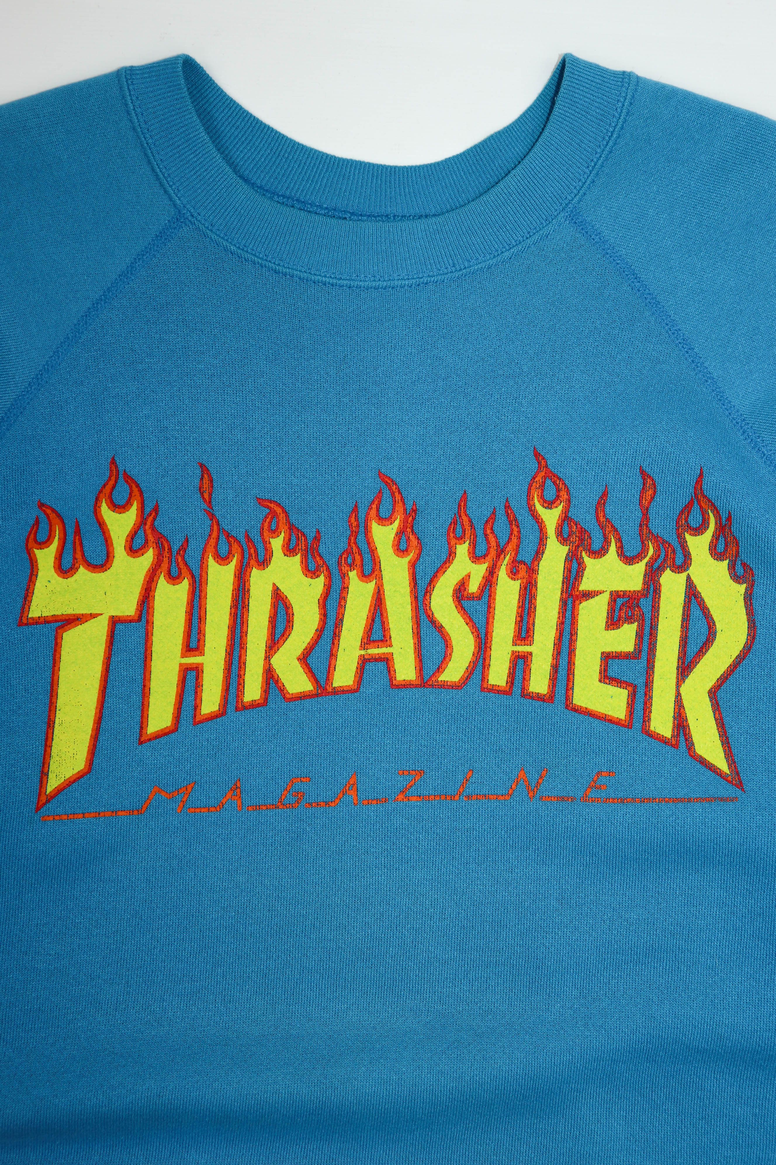 Thrasher × Tultex × Vintage 90s Vintage OG Thrasher Tultex USA Blue Crewneck Sweatshirt Size US XL / EU 56 / 4 - 7 Thumbnail