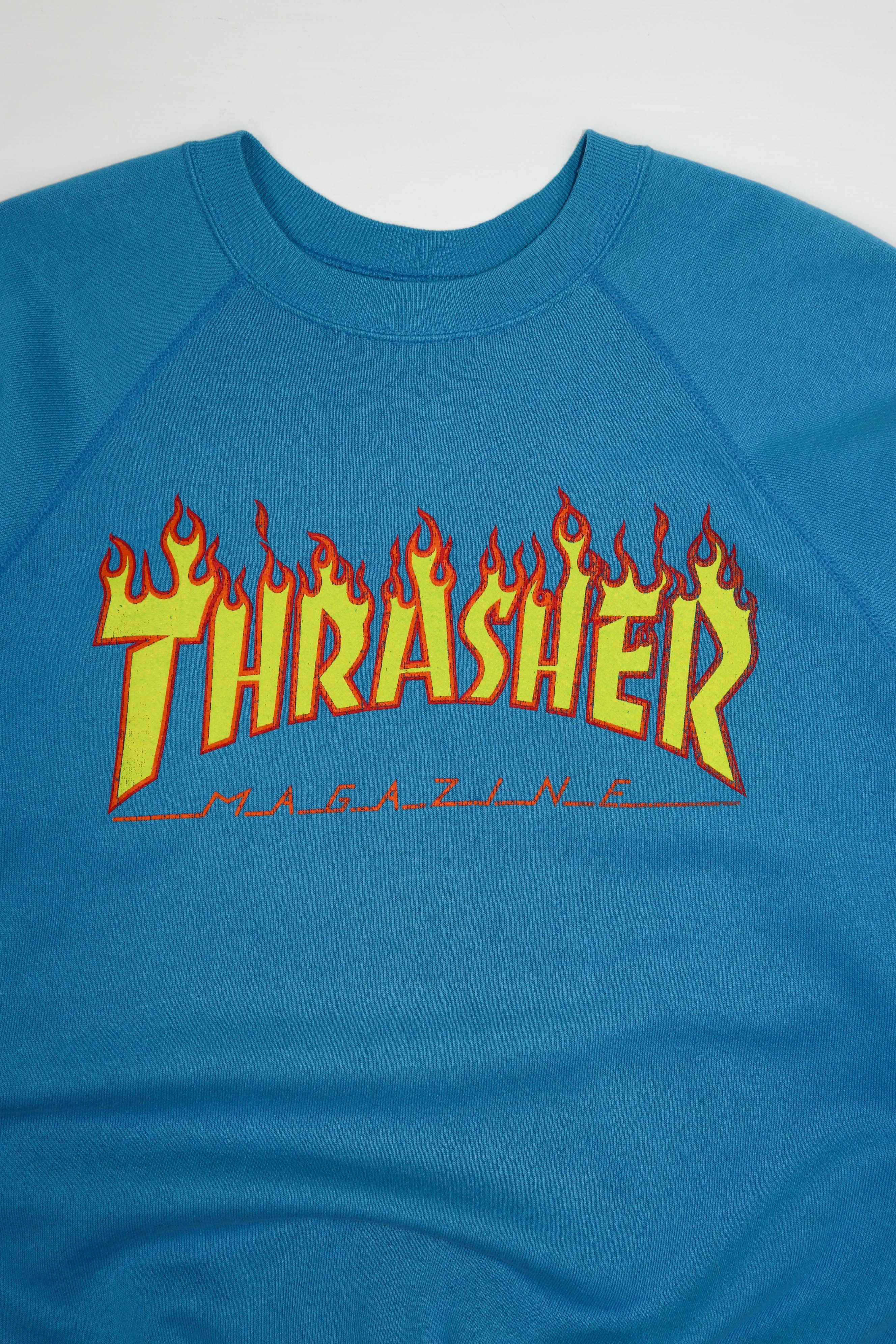 Thrasher × Tultex × Vintage 90s Vintage OG Thrasher Tultex USA Blue Crewneck Sweatshirt Size US XL / EU 56 / 4 - 4 Thumbnail