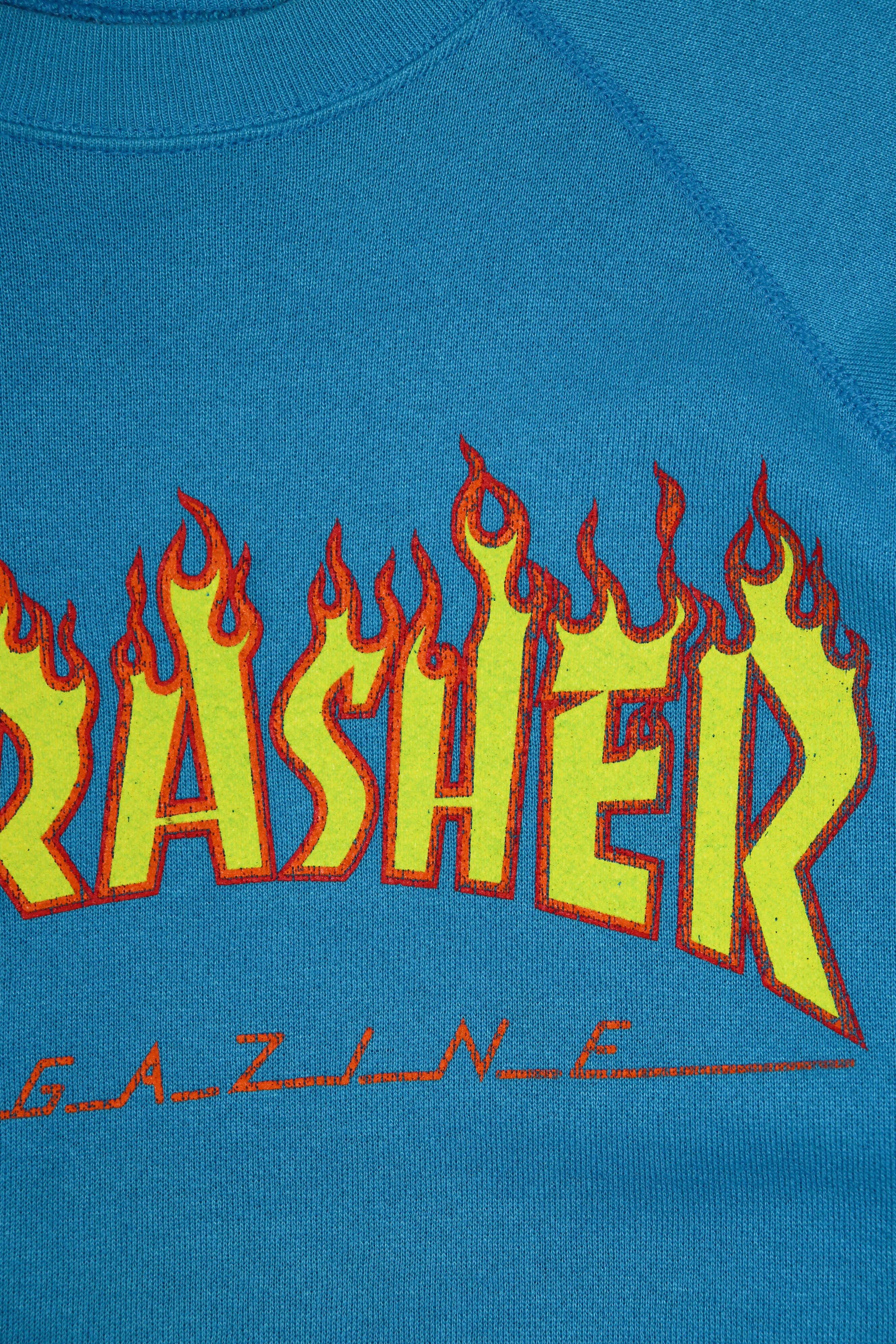 Thrasher × Tultex × Vintage 90s Vintage OG Thrasher Tultex USA Blue Crewneck Sweatshirt Size US XL / EU 56 / 4 - 9 Thumbnail