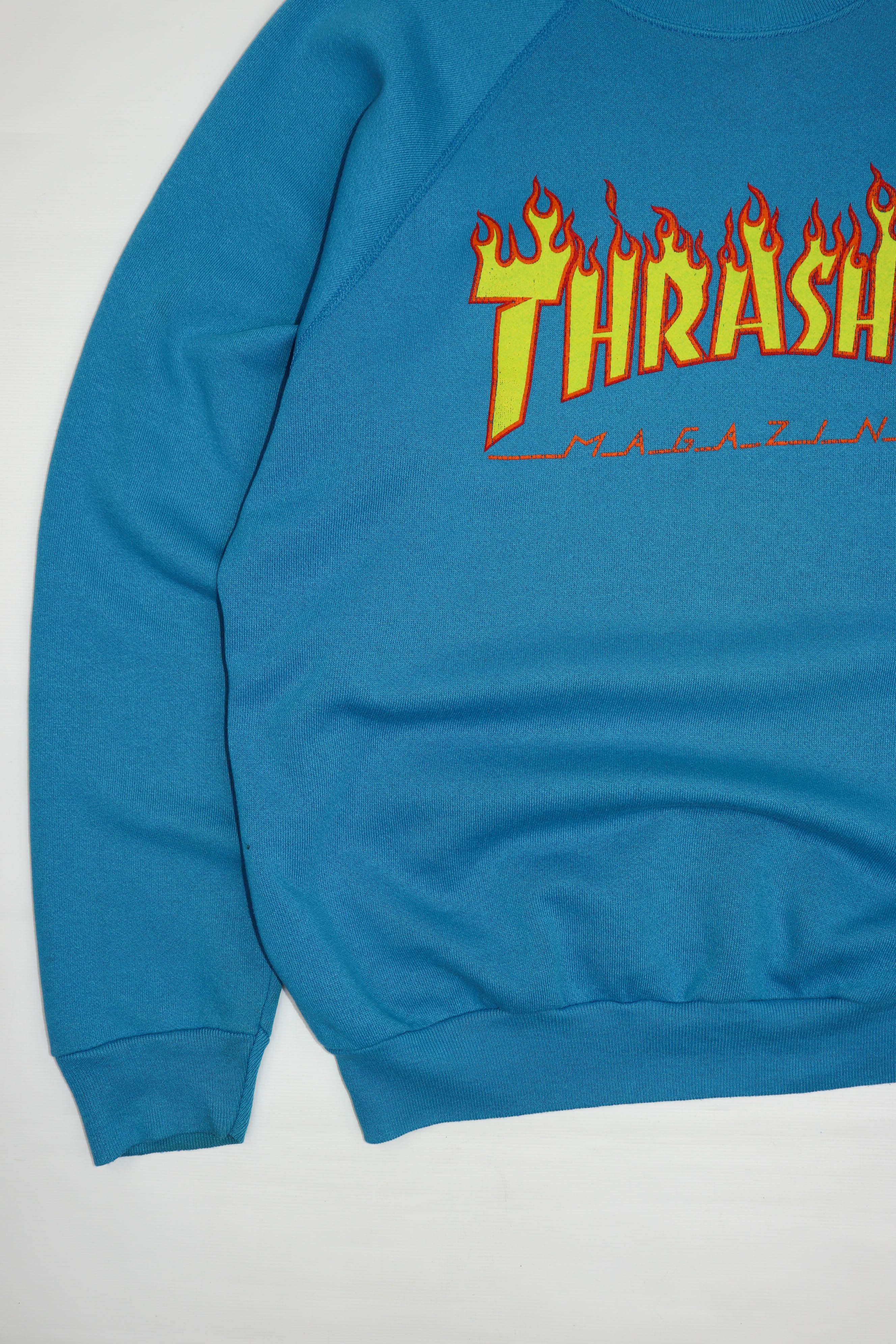 Thrasher × Tultex × Vintage 90s Vintage OG Thrasher Tultex USA Blue Crewneck Sweatshirt Size US XL / EU 56 / 4 - 5 Thumbnail