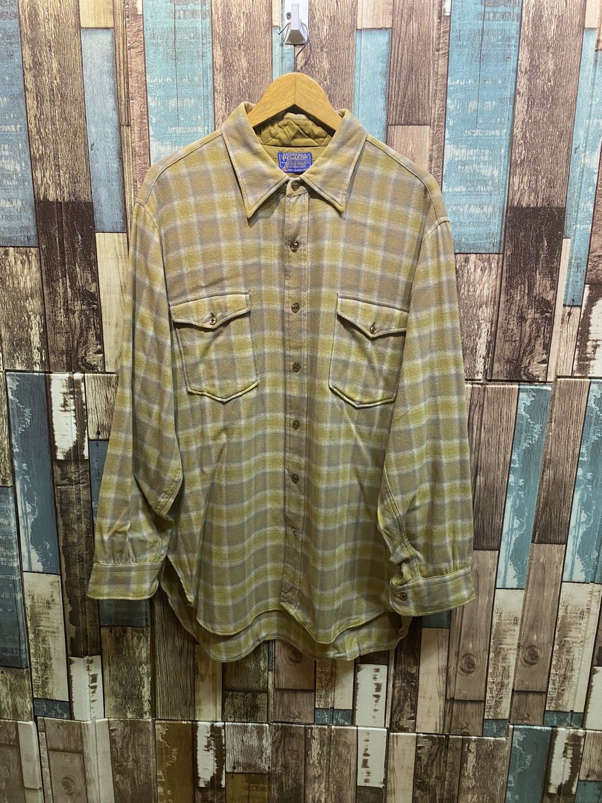 image of Vintage 80's Pure Virgin Wool Pendleton Button Up Shirt in Plaid, Men's (Size 2XL)