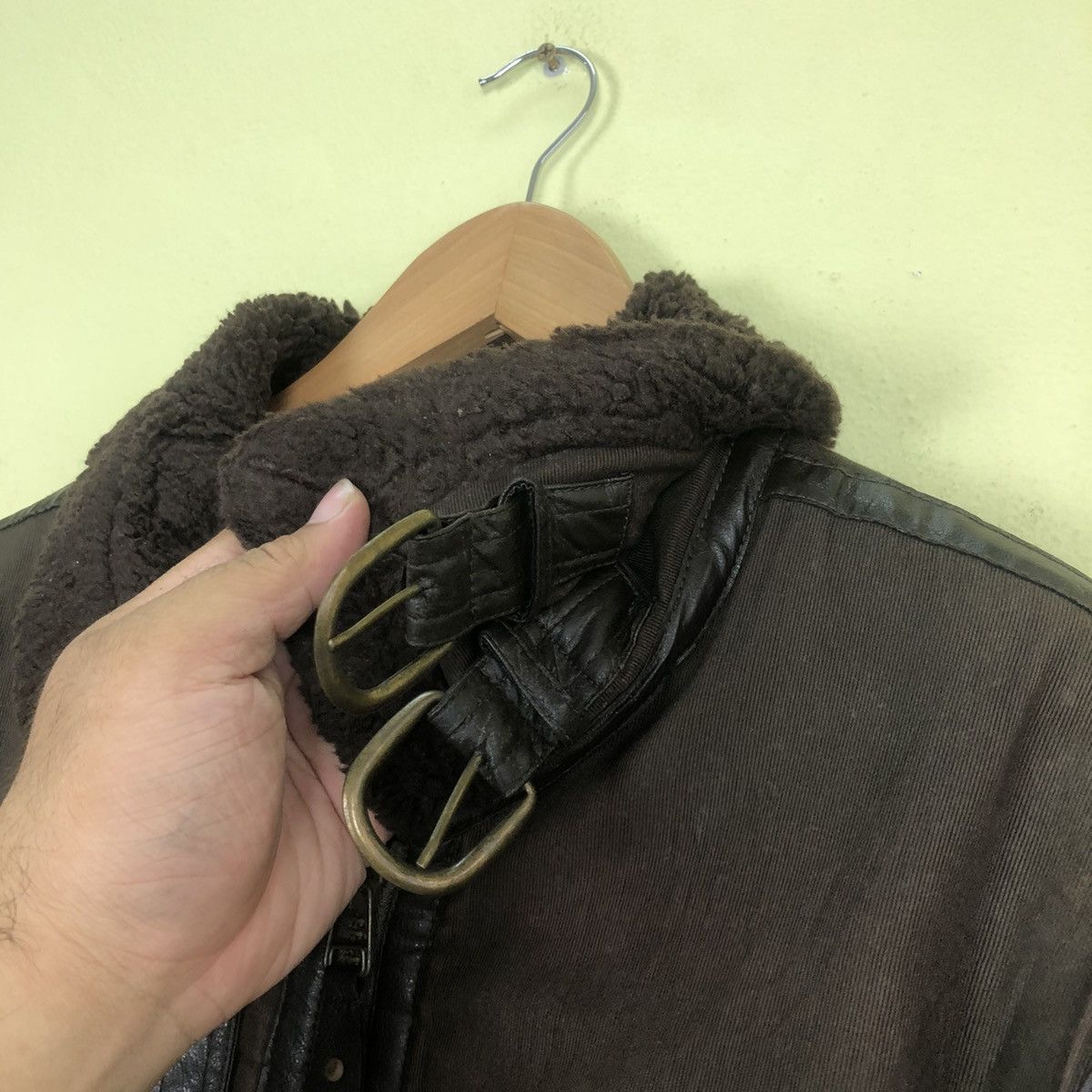 Vintage 🔥VINTAGE SHEARLING LEATHER JACKET MINK FUR AIR FORCE ARMY Size US M / EU 48-50 / 2 - 7 Thumbnail