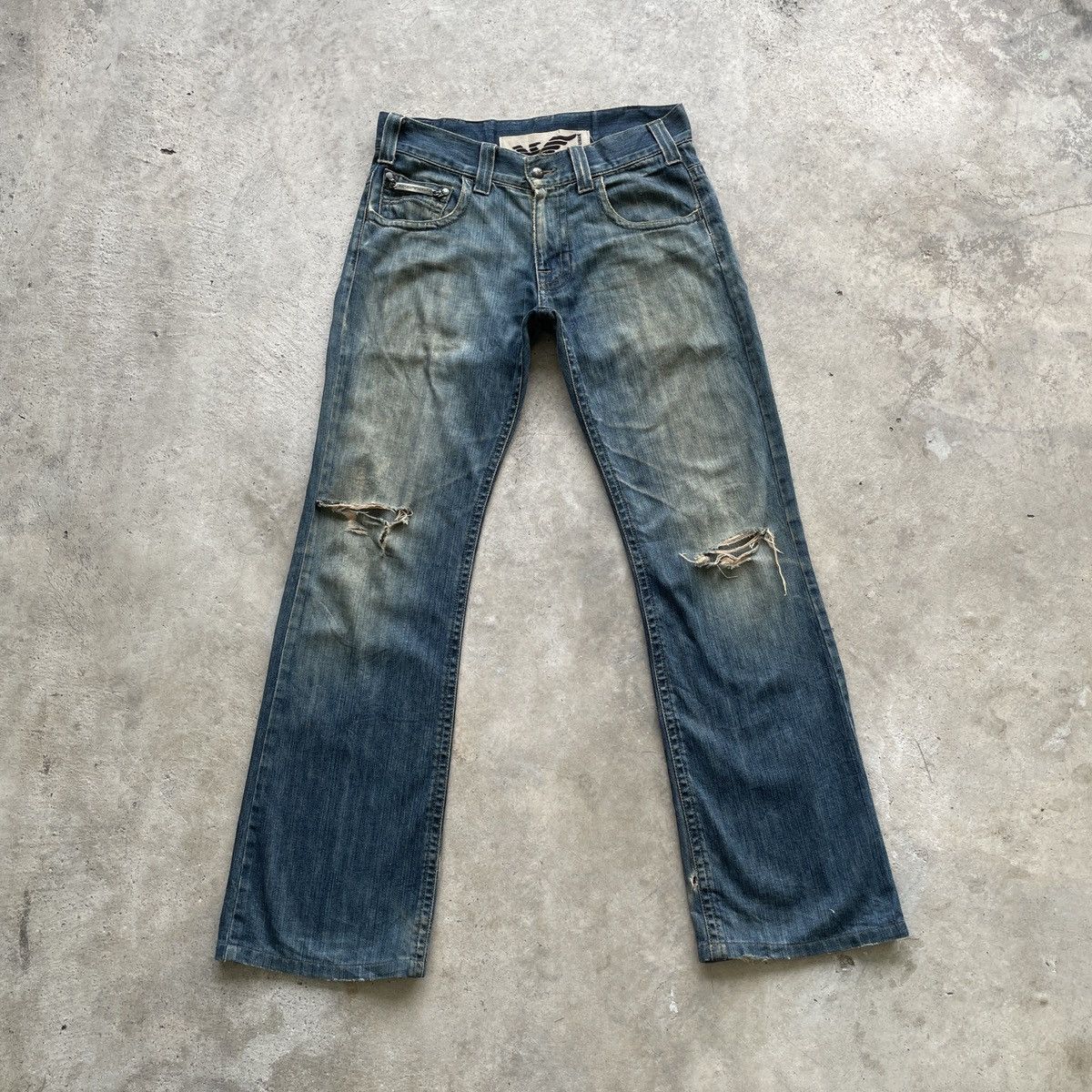 Vintage Emperio Armani Distressed Denim Jeans Pants Faded