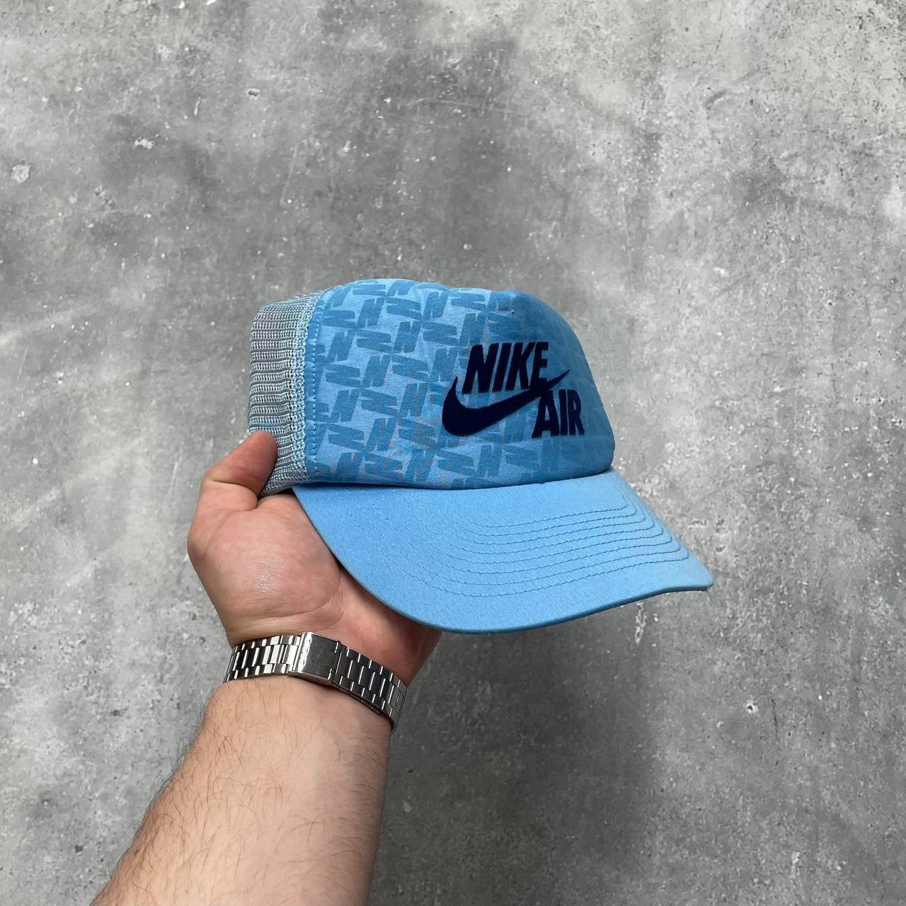Nike × Vintage Vintage 2000s Nike Air Trucker Hat Blue Size OS Size ONE SIZE - 1 Thumbnail