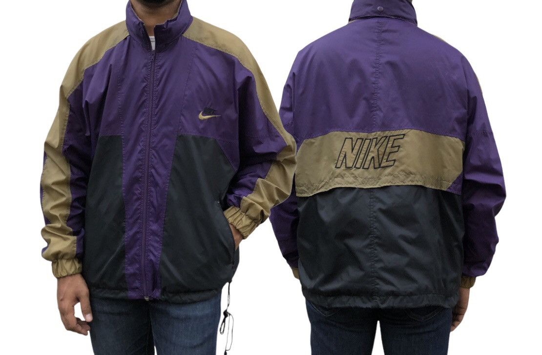 Nike Vintage 90s Nike Grey Tag Windbreaker Jacket Three Tones Size US L / EU 52-54 / 3 - 1 Thumbnail