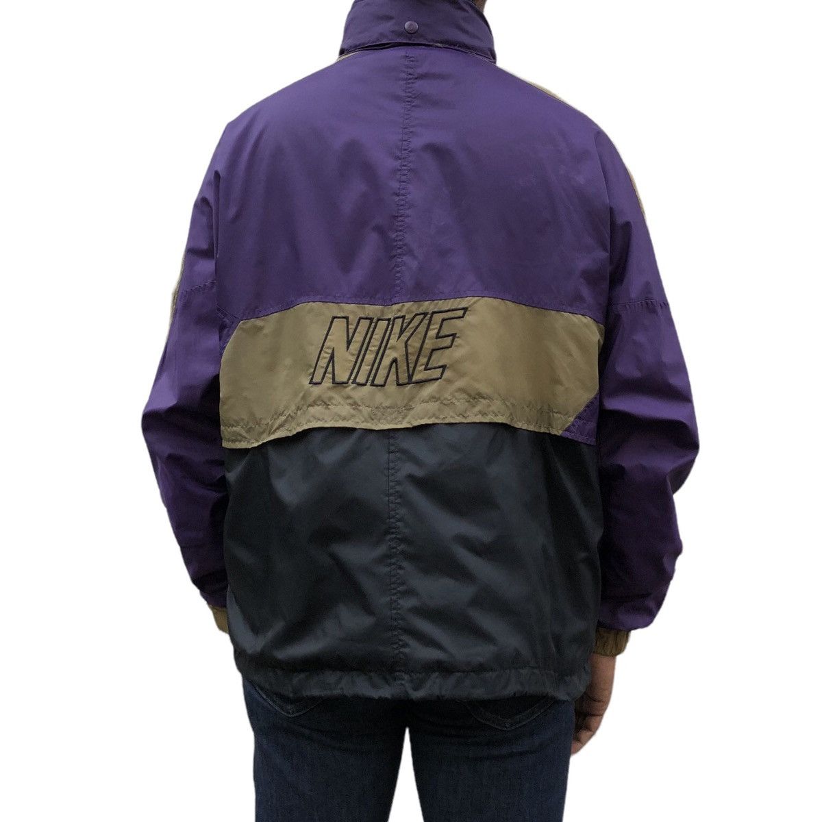 Nike Vintage 90s Nike Grey Tag Windbreaker Jacket Three Tones Size US L / EU 52-54 / 3 - 3 Thumbnail