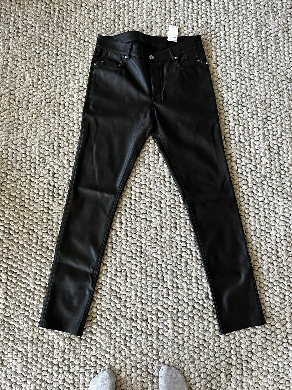 Pre-owned Rick Owens X Rick Owens Drkshdw Tyrone Cut Faux Leather Pants 32 In Black
