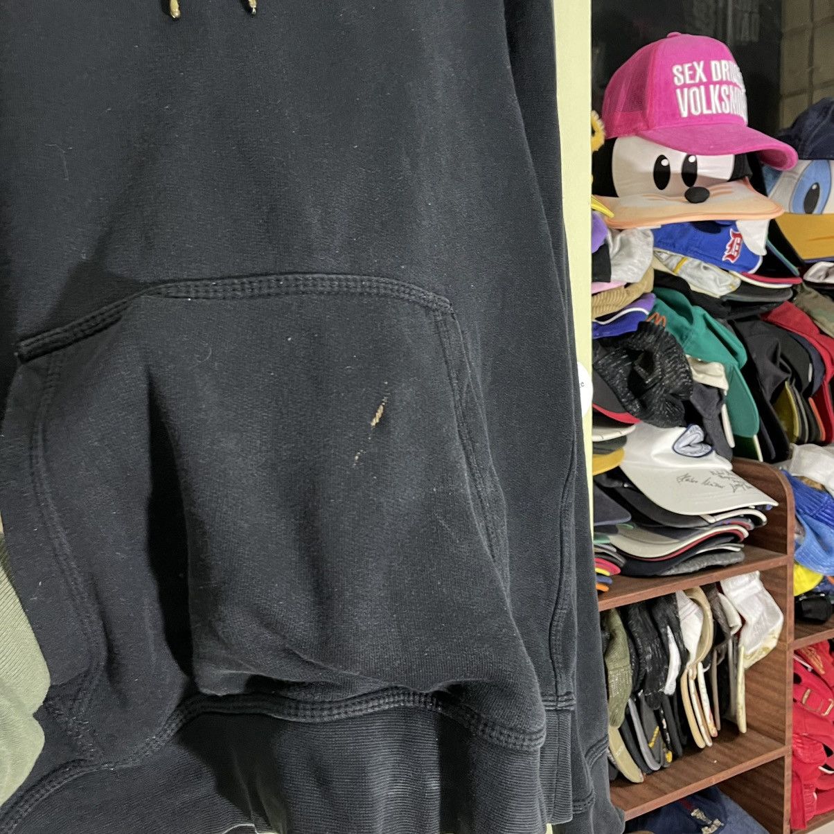 Vintage Nike Swoosh Hoodie Black Oversized Y2K Streetwear Thrashed S Size US S / EU 44-46 / 1 - 7 Thumbnail