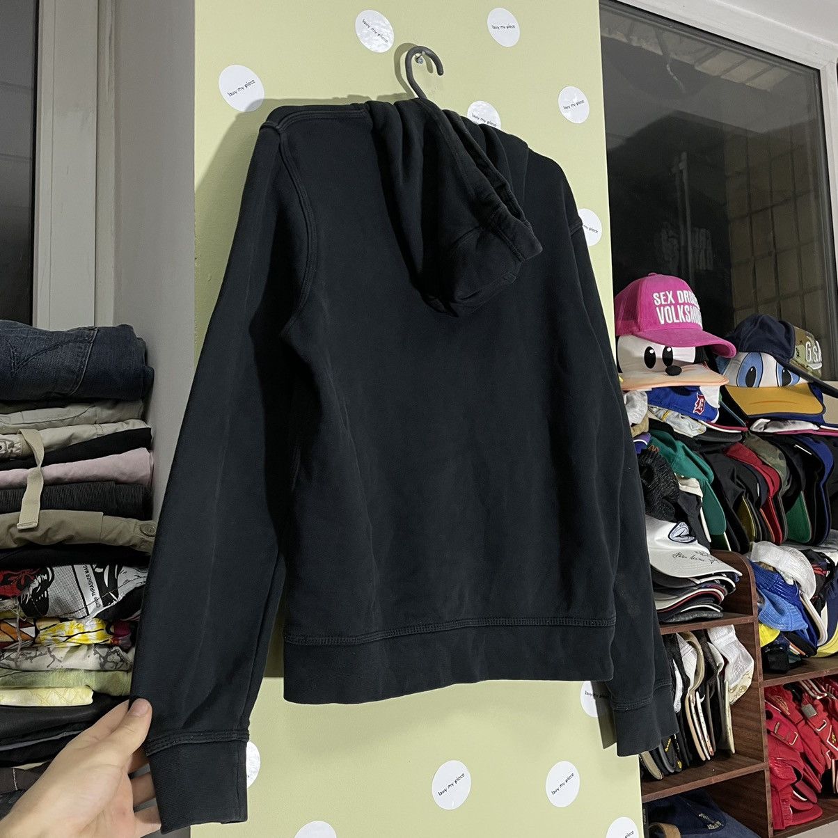Vintage Nike Swoosh Hoodie Black Oversized Y2K Streetwear Thrashed S Size US S / EU 44-46 / 1 - 10 Thumbnail