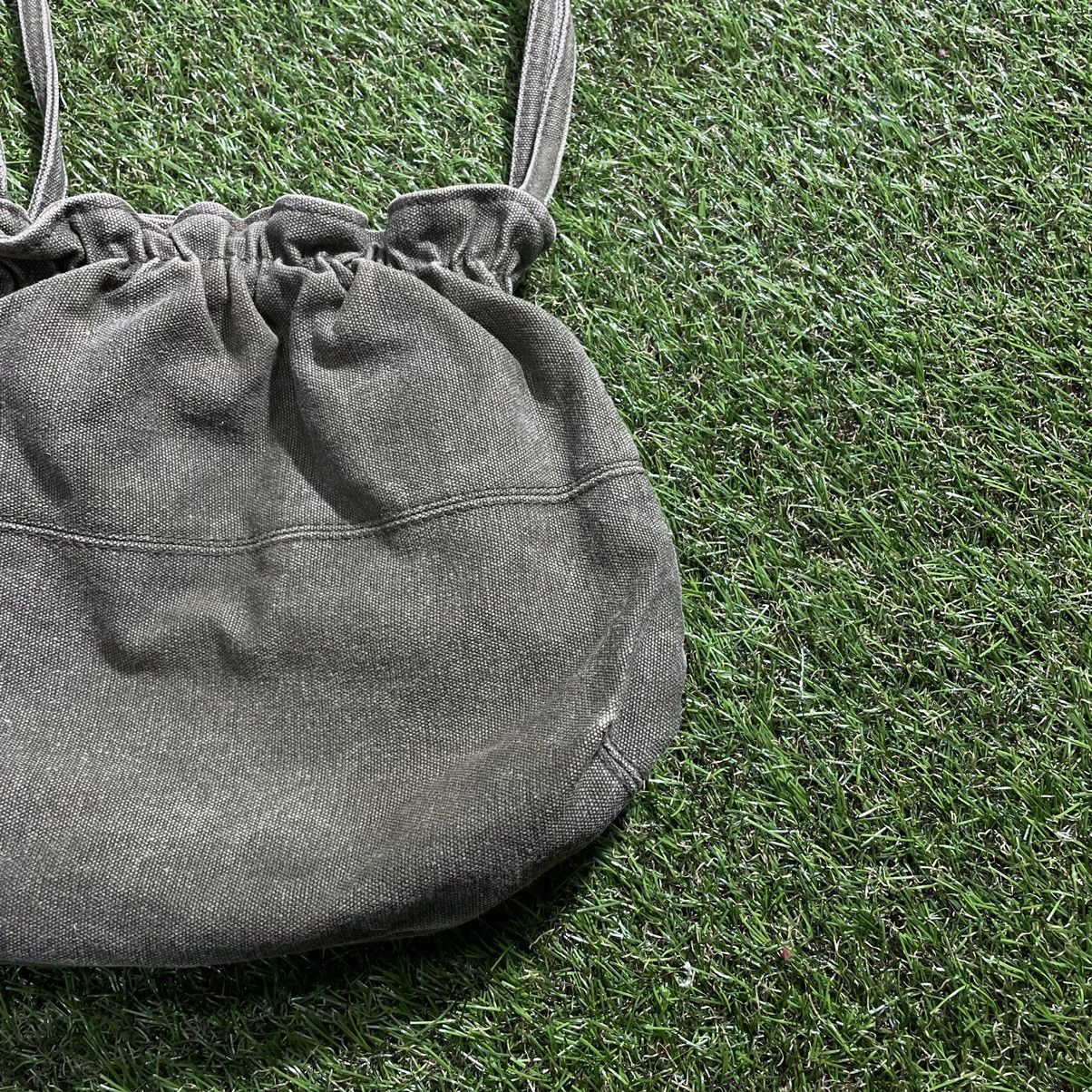 Vintage Vintage Y2K Washed Grey Cotton Drawstring Crossbody Bag OS Size ONE SIZE - 3 Thumbnail