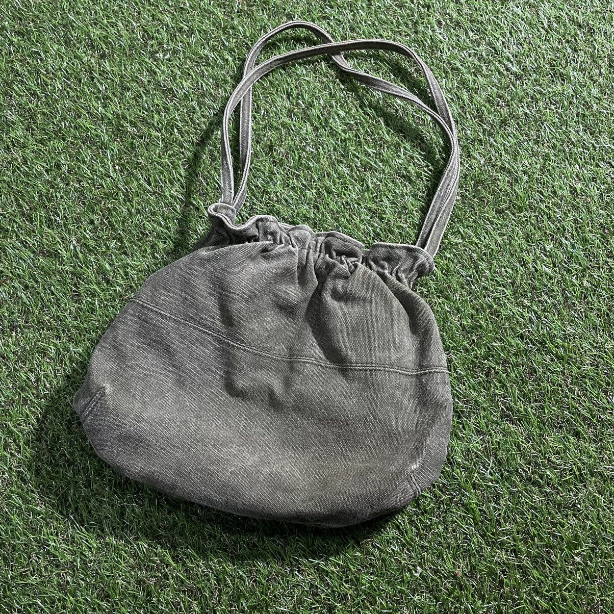 Vintage Vintage Y2K Washed Grey Cotton Drawstring Crossbody Bag OS Size ONE SIZE - 2 Thumbnail