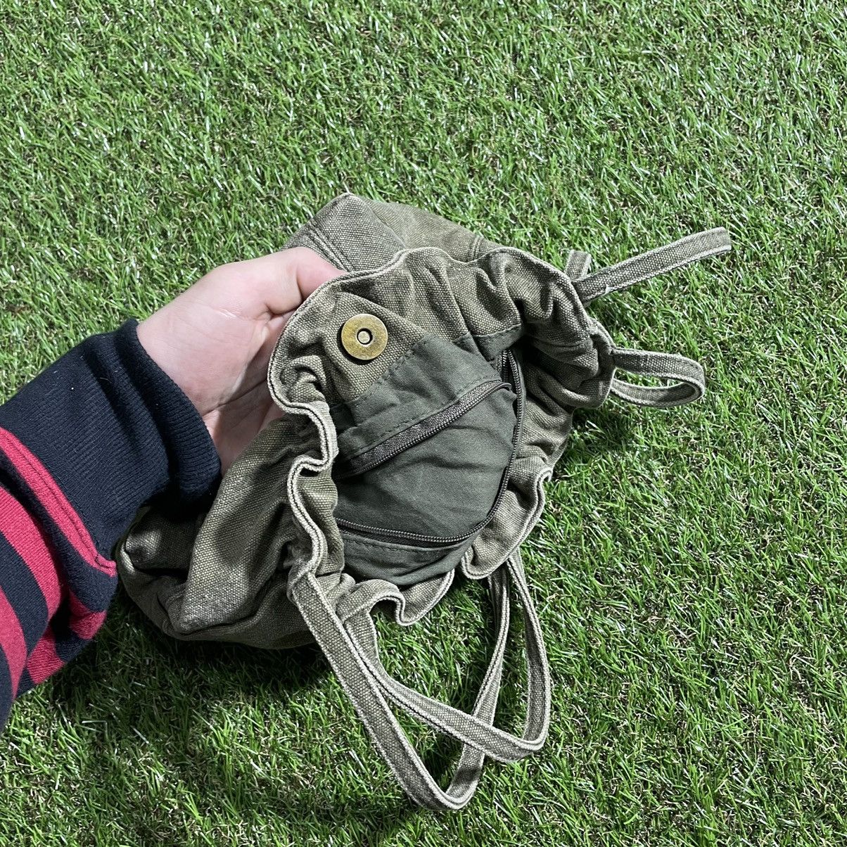 Vintage Vintage Y2K Washed Grey Cotton Drawstring Crossbody Bag OS Size ONE SIZE - 6 Thumbnail