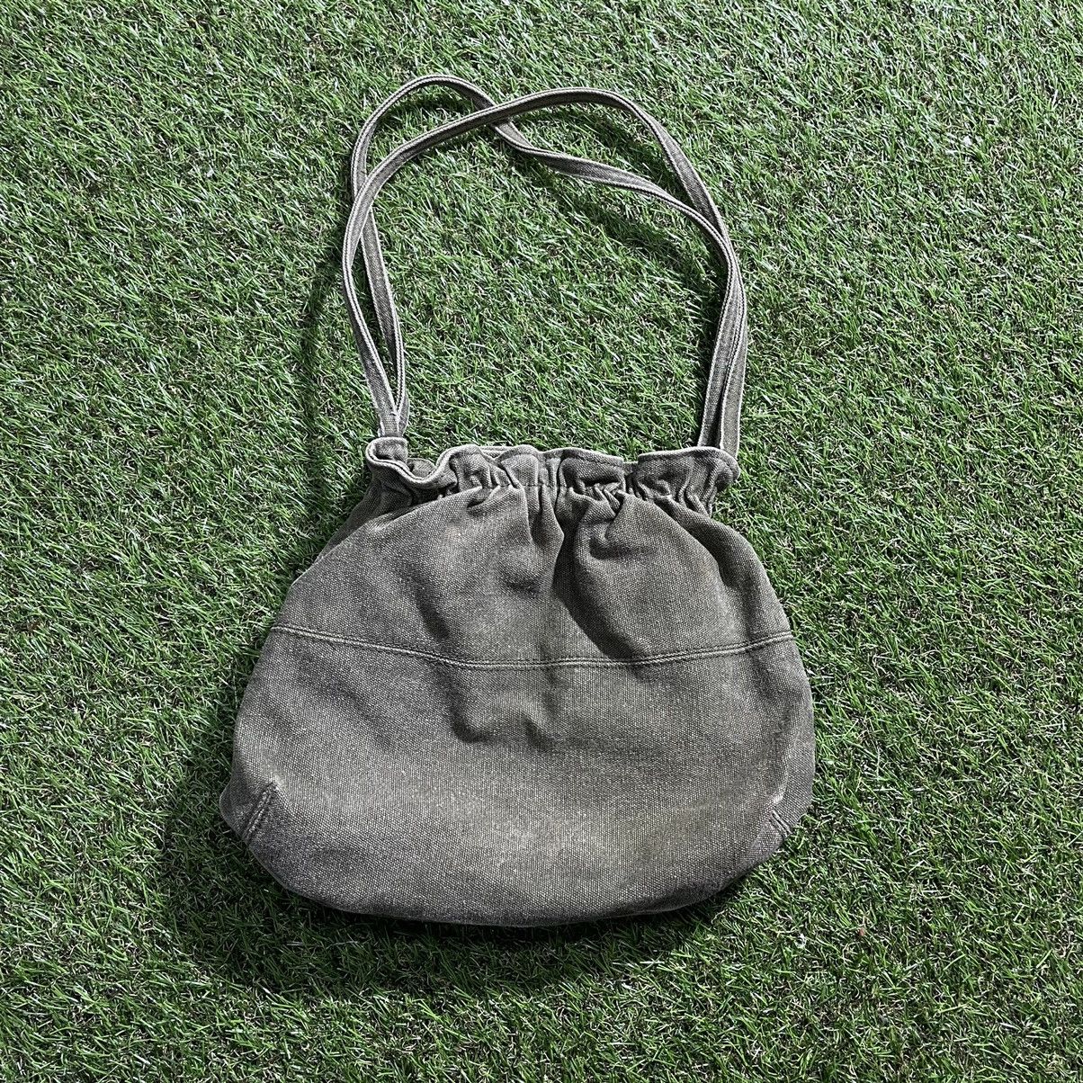 Vintage Vintage Y2K Washed Grey Cotton Drawstring Crossbody Bag OS Size ONE SIZE - 1 Thumbnail