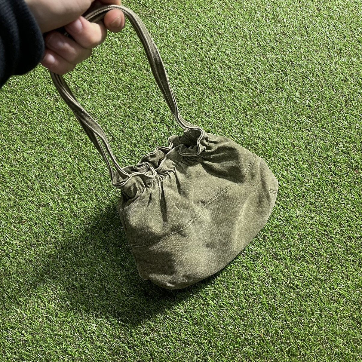 Vintage Vintage Y2K Washed Grey Cotton Drawstring Crossbody Bag OS Size ONE SIZE - 7 Thumbnail