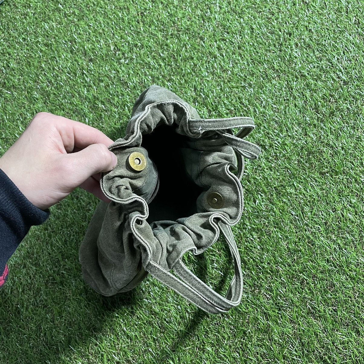 Vintage Vintage Y2K Washed Grey Cotton Drawstring Crossbody Bag OS Size ONE SIZE - 5 Thumbnail