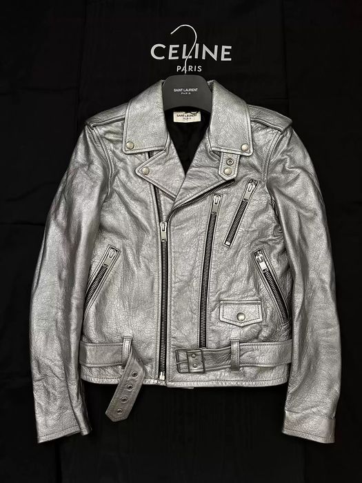 Saint Laurent Paris Saint Laurent Silver L17 Leather Jacket Size