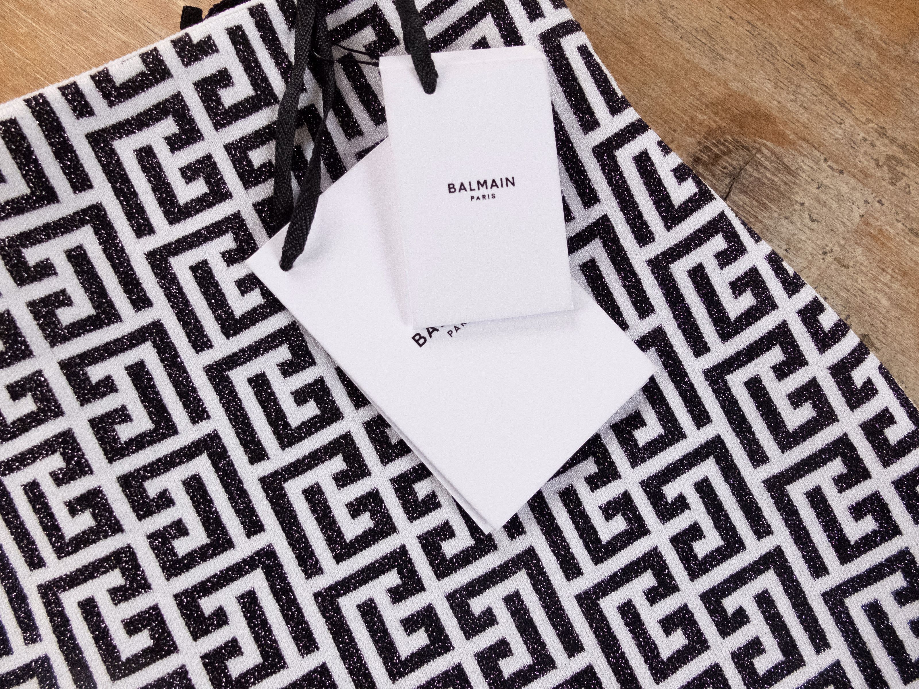 Balmain BALMAIN black white monogram logo bodycon mini skirt 40 Size 28" / US 6 / IT 42 - 5 Thumbnail