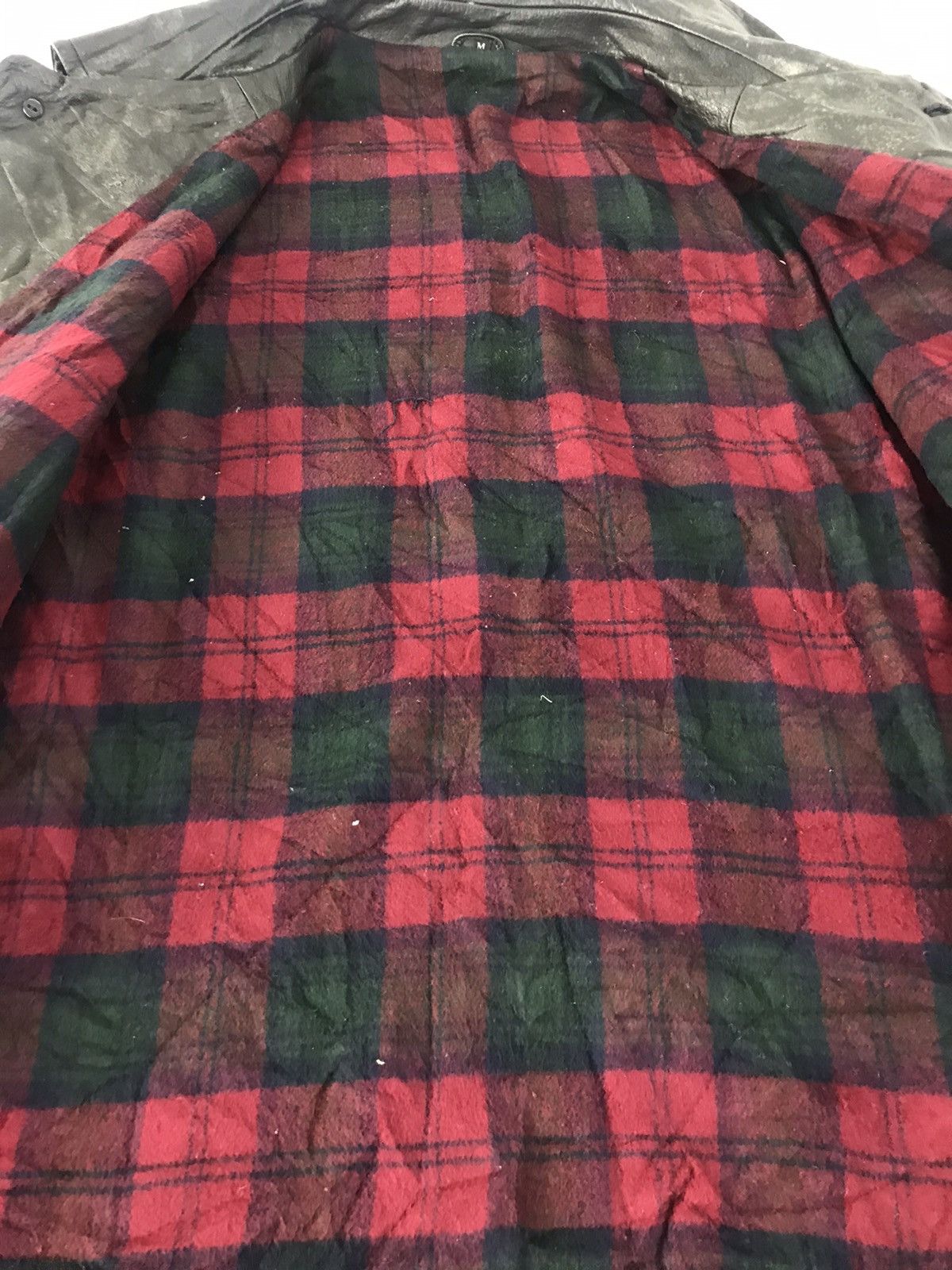 Japanese Brand Leather Jacket Plaid Check Tartan Wool Inner Size US M / EU 48-50 / 2 - 5 Thumbnail