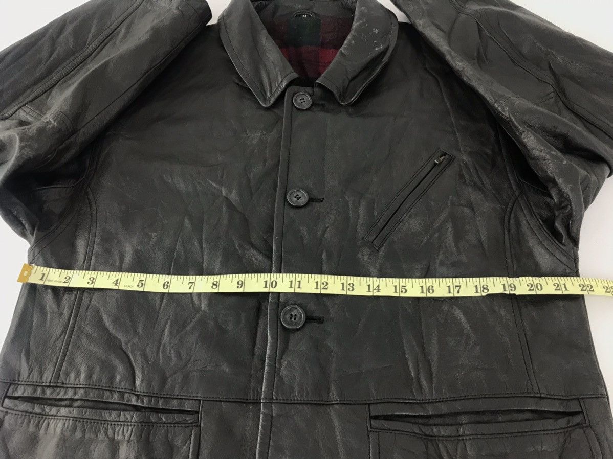 Japanese Brand Leather Jacket Plaid Check Tartan Wool Inner Size US M / EU 48-50 / 2 - 9 Thumbnail