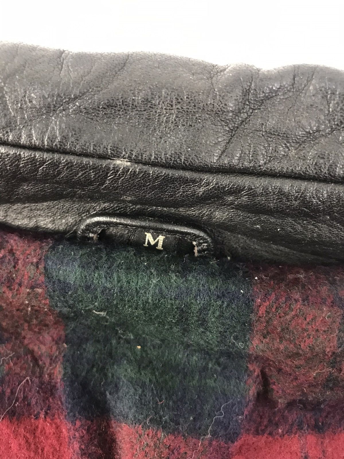 Japanese Brand Leather Jacket Plaid Check Tartan Wool Inner Size US M / EU 48-50 / 2 - 6 Thumbnail