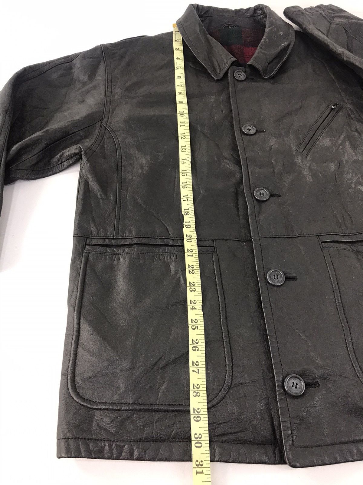 Japanese Brand Leather Jacket Plaid Check Tartan Wool Inner Size US M / EU 48-50 / 2 - 10 Thumbnail