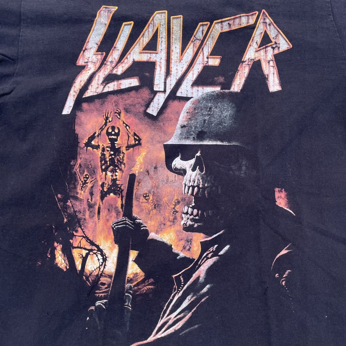 Vintage Vintage 90s Slayer Sun Faded Graphic Band Tee Grunge Boxy L Size US L / EU 52-54 / 3 - 6 Thumbnail
