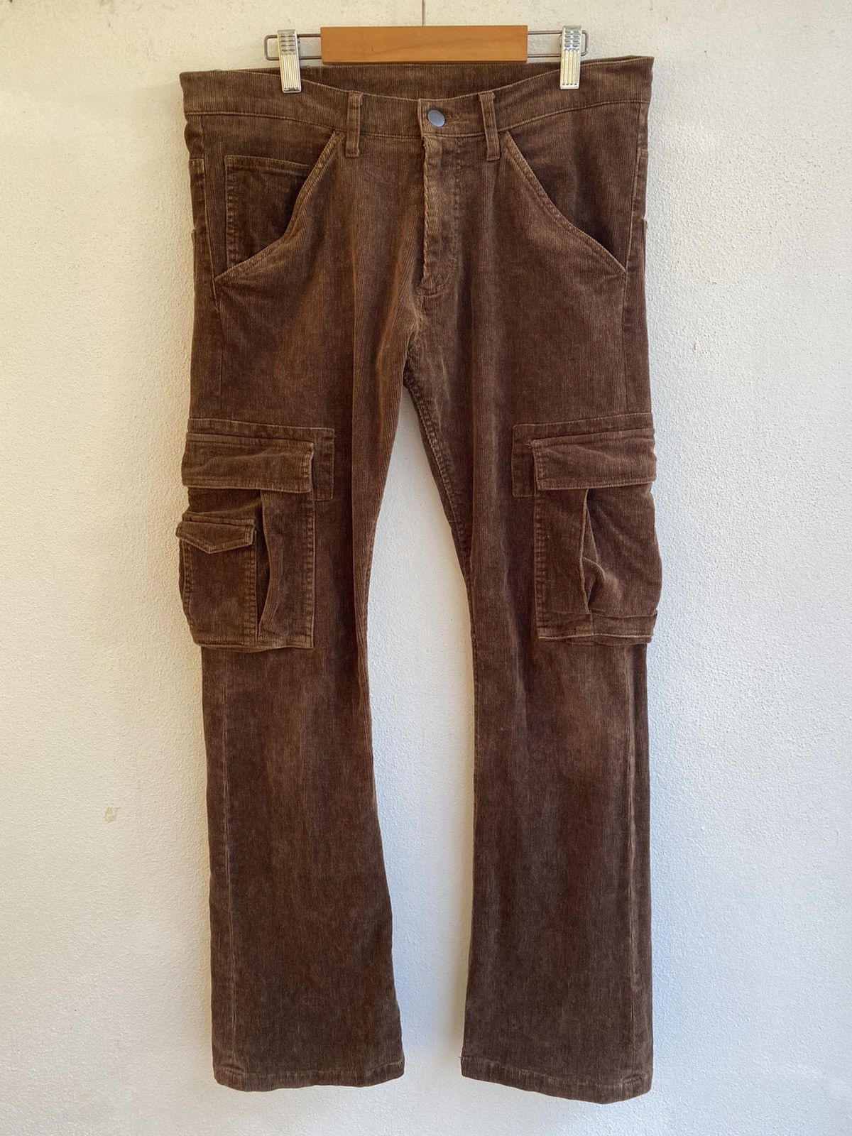 image of Vintage Japan Brand Corduroy Cargo Flare Cowboy Gorpcore in Brown Corduroy, Men's (Size 31)