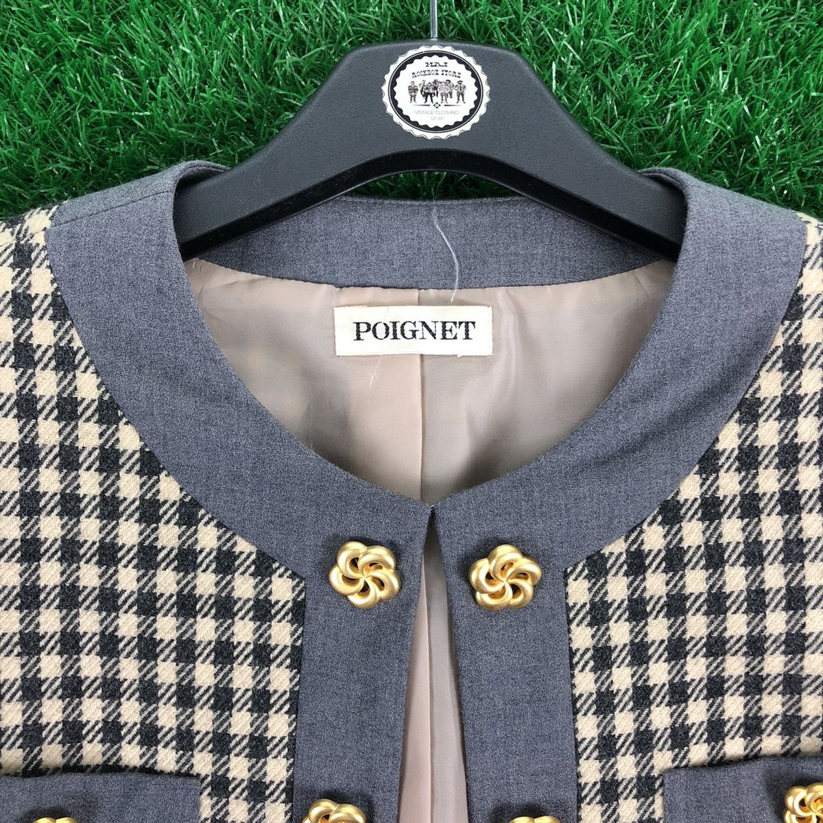 Japanese Brand Vintage Women Cropped Jacket Checker Chanel Style Tweed Size XS / US 0-2 / IT 36-38 - 7 Thumbnail
