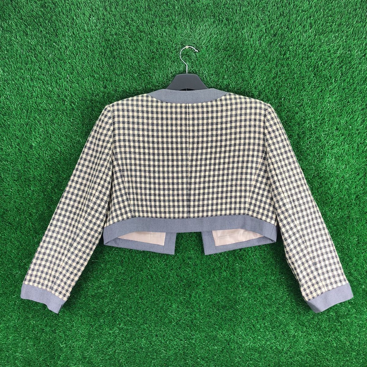 Japanese Brand Vintage Women Cropped Jacket Checker Chanel Style Tweed Size XS / US 0-2 / IT 36-38 - 4 Thumbnail