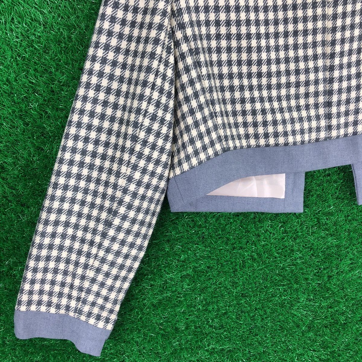 Japanese Brand Vintage Women Cropped Jacket Checker Chanel Style Tweed Size XS / US 0-2 / IT 36-38 - 6 Thumbnail