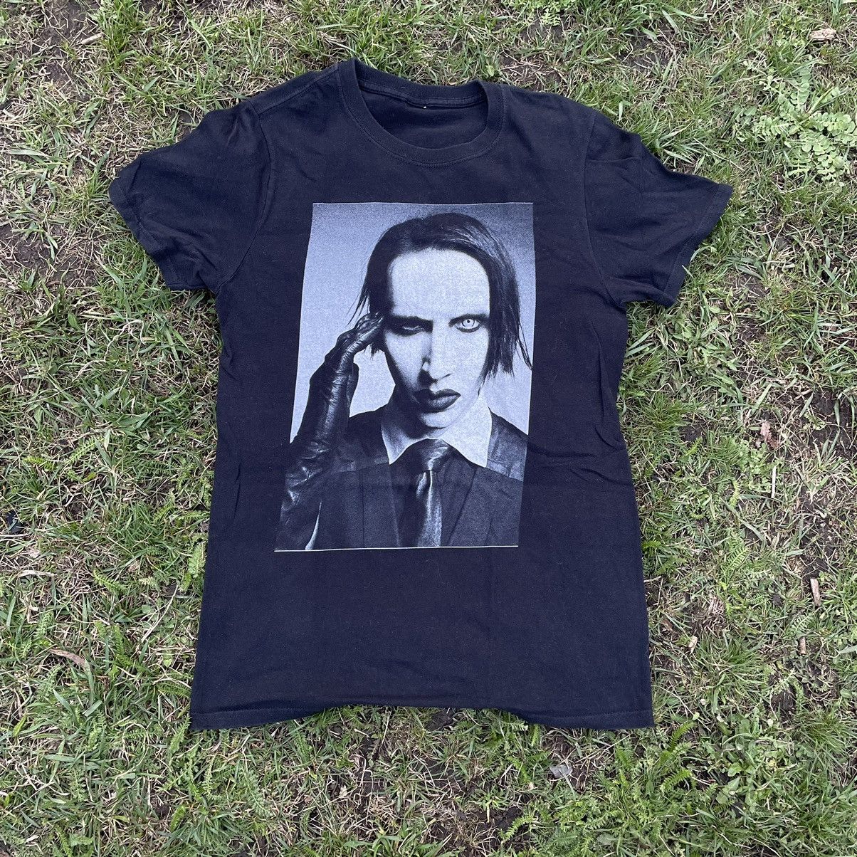 Vintage Vintage 90s Marilyn Manson Band Tee Faded Black Grunge S Size US S / EU 44-46 / 1 - 2 Thumbnail