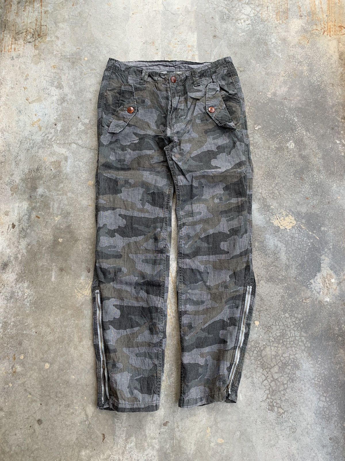 Japanese Brand × NANO universe MadeinJapan Nano Universe Camo Bottom Zip Linen Pant Size US 31 - 1 Thumbnail