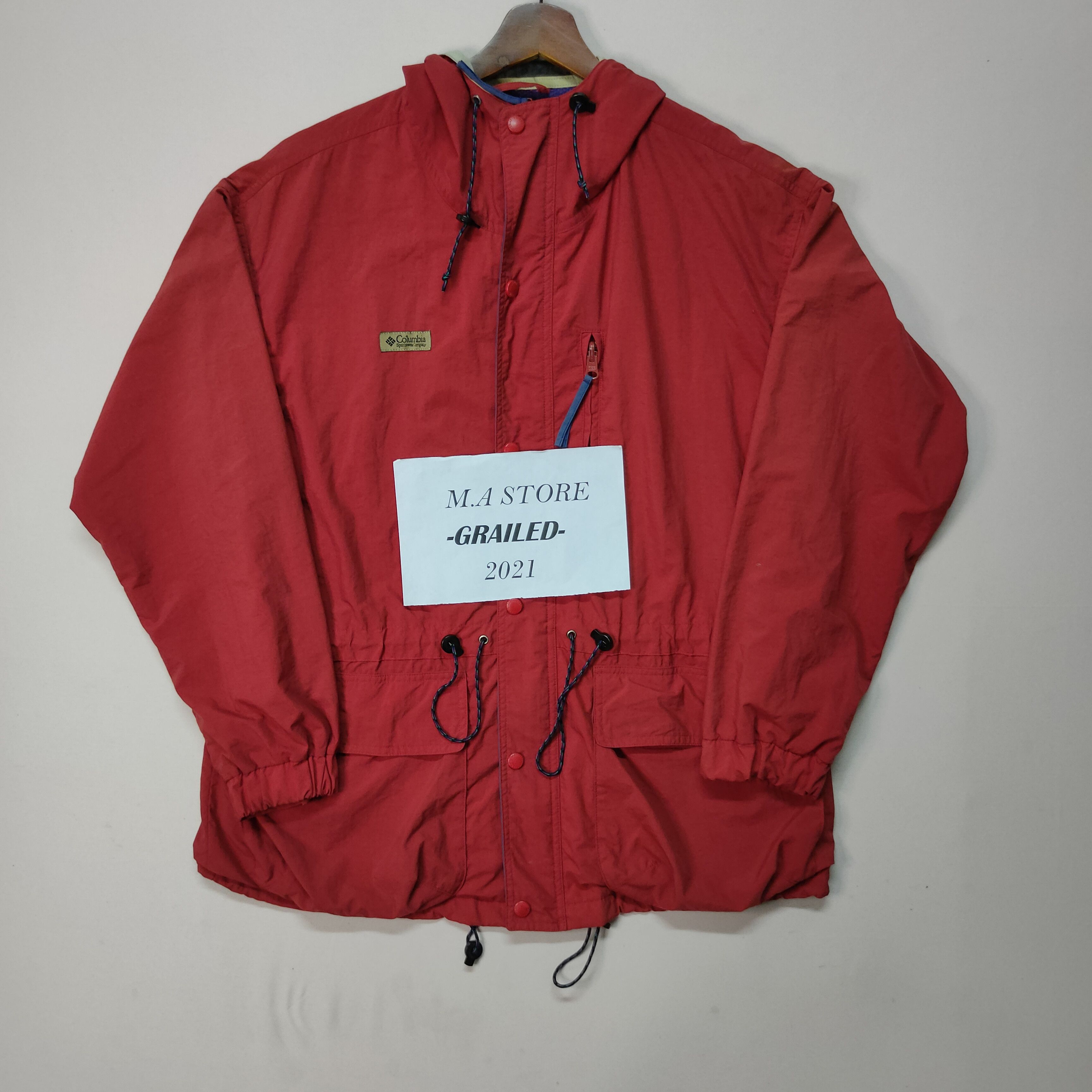 image of Vintage Columbia Sportwear Company Hoodie Zipper Jacket in Red, Men's (Size Large)