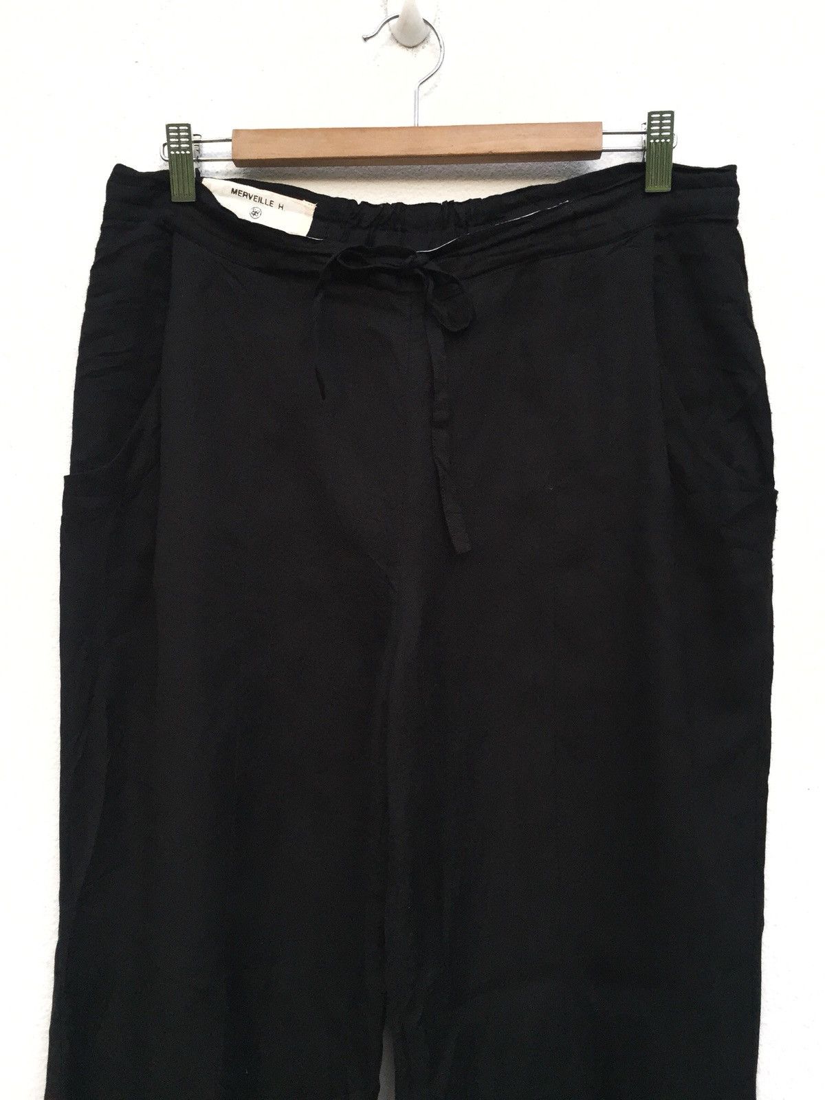 Issey Miyake Merveille H. Rayon Linen Drawstring Black Pants Size US 32 / EU 48 - 2 Thumbnail