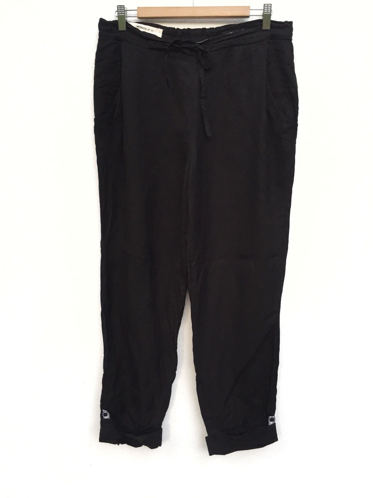 Issey Miyake Merveille H. Rayon Linen Drawstring Black Pants Size US 32 / EU 48 - 1 Thumbnail
