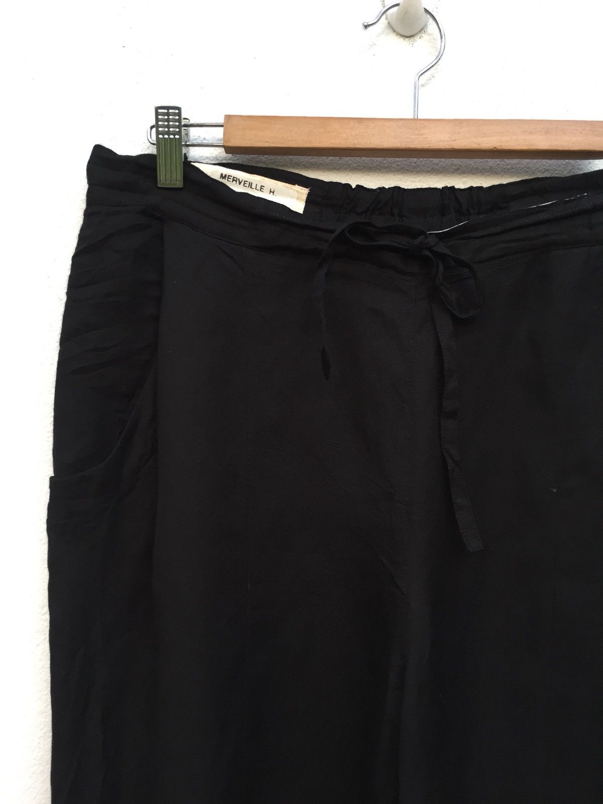Issey Miyake Merveille H. Rayon Linen Drawstring Black Pants Size US 32 / EU 48 - 4 Thumbnail