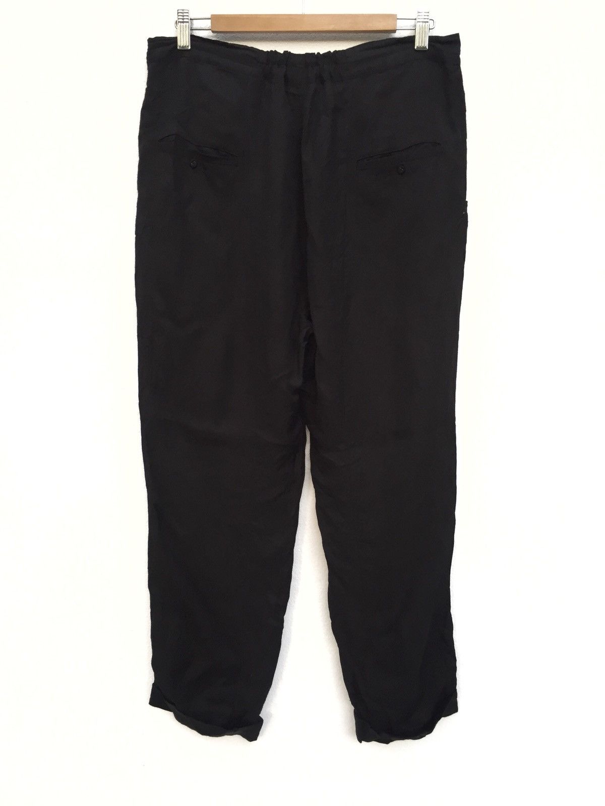Issey Miyake Merveille H. Rayon Linen Drawstring Black Pants Size US 32 / EU 48 - 3 Thumbnail
