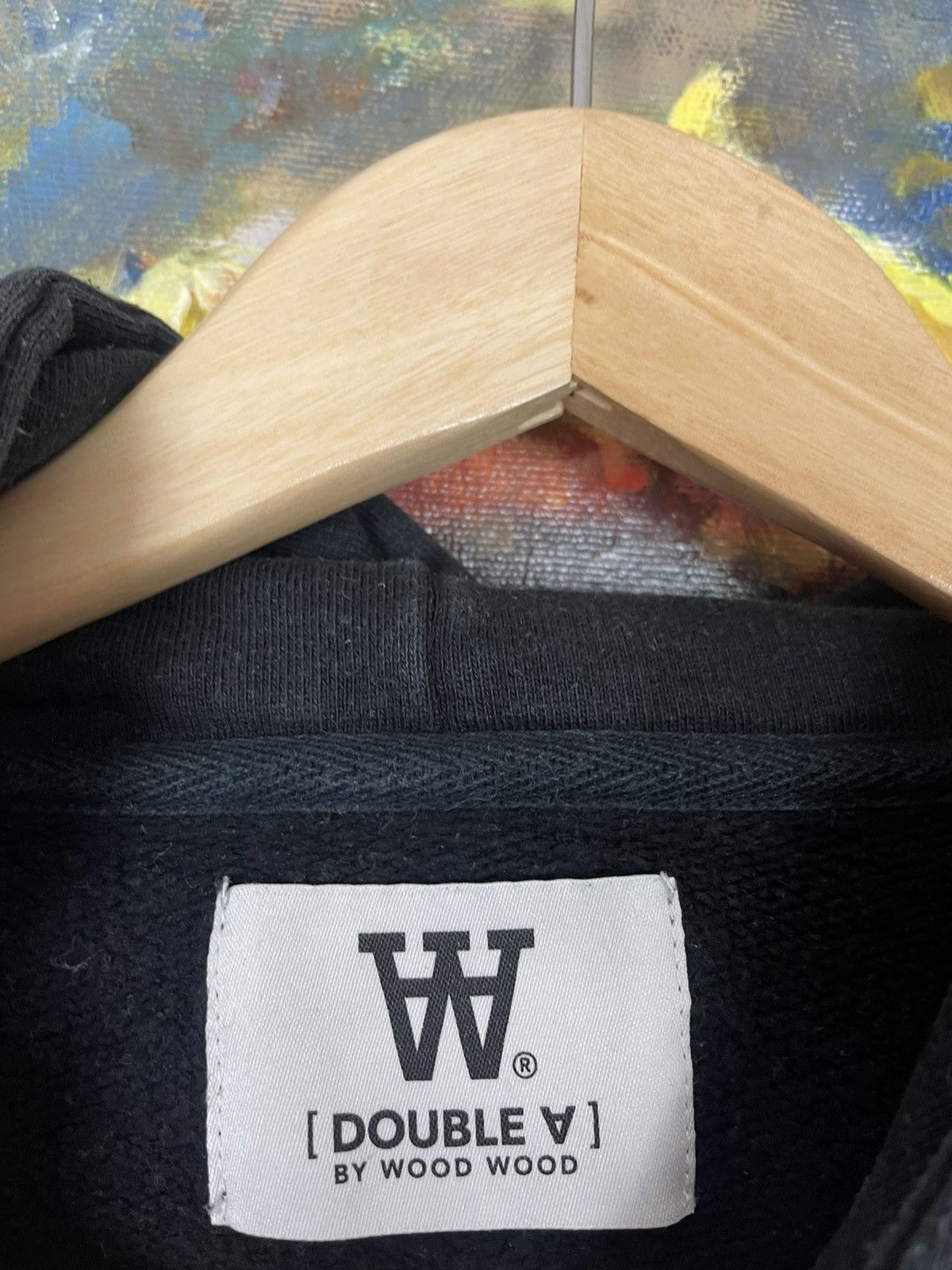 Wood Wood Wood Wood Washed Black Faded Basic Hoodie Mini Logo Size US L / EU 52-54 / 3 - 4 Thumbnail