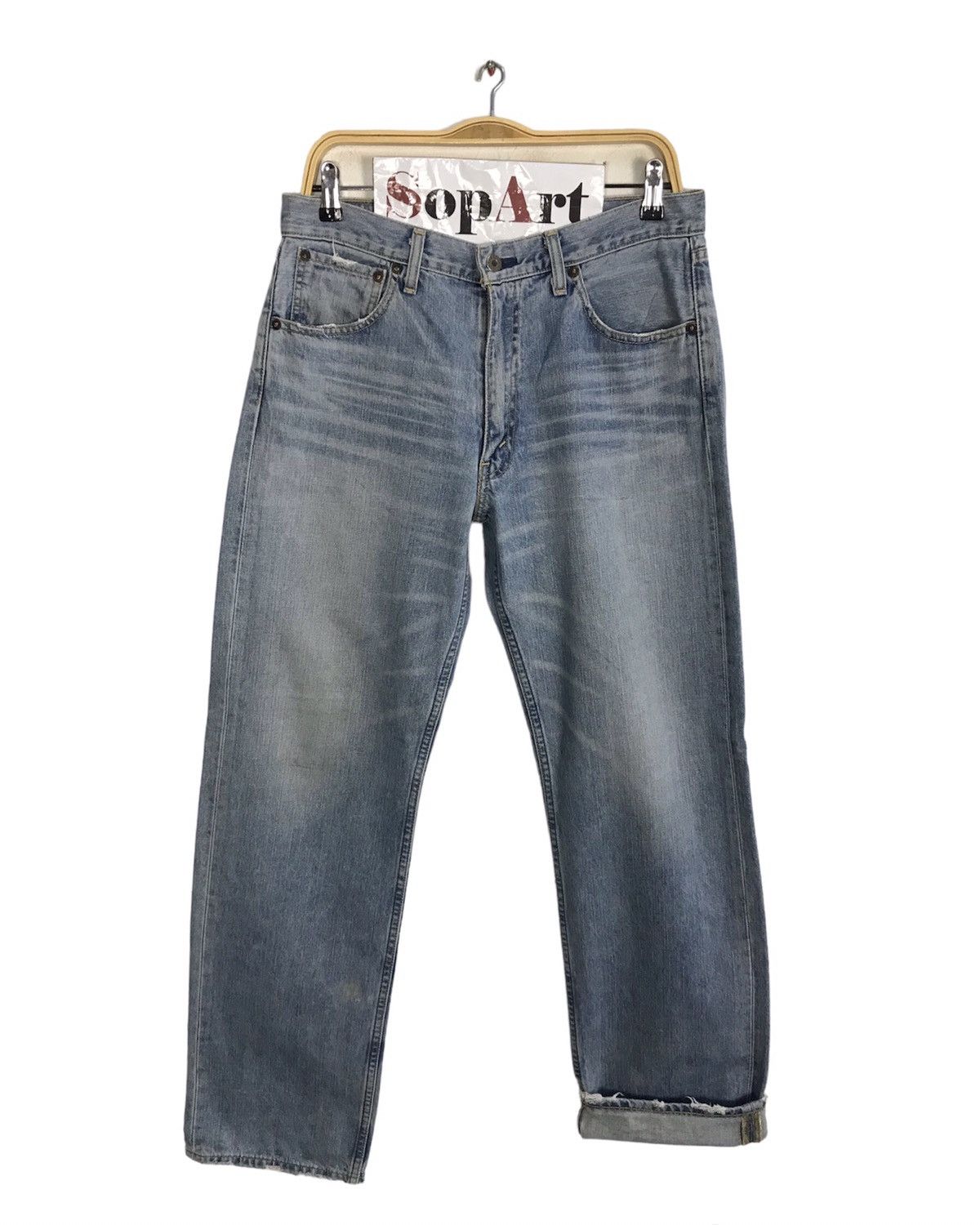 image of Vintage Levis 503 Light Blue Wash Distressed Denim Jeans, Men's (Size 32)
