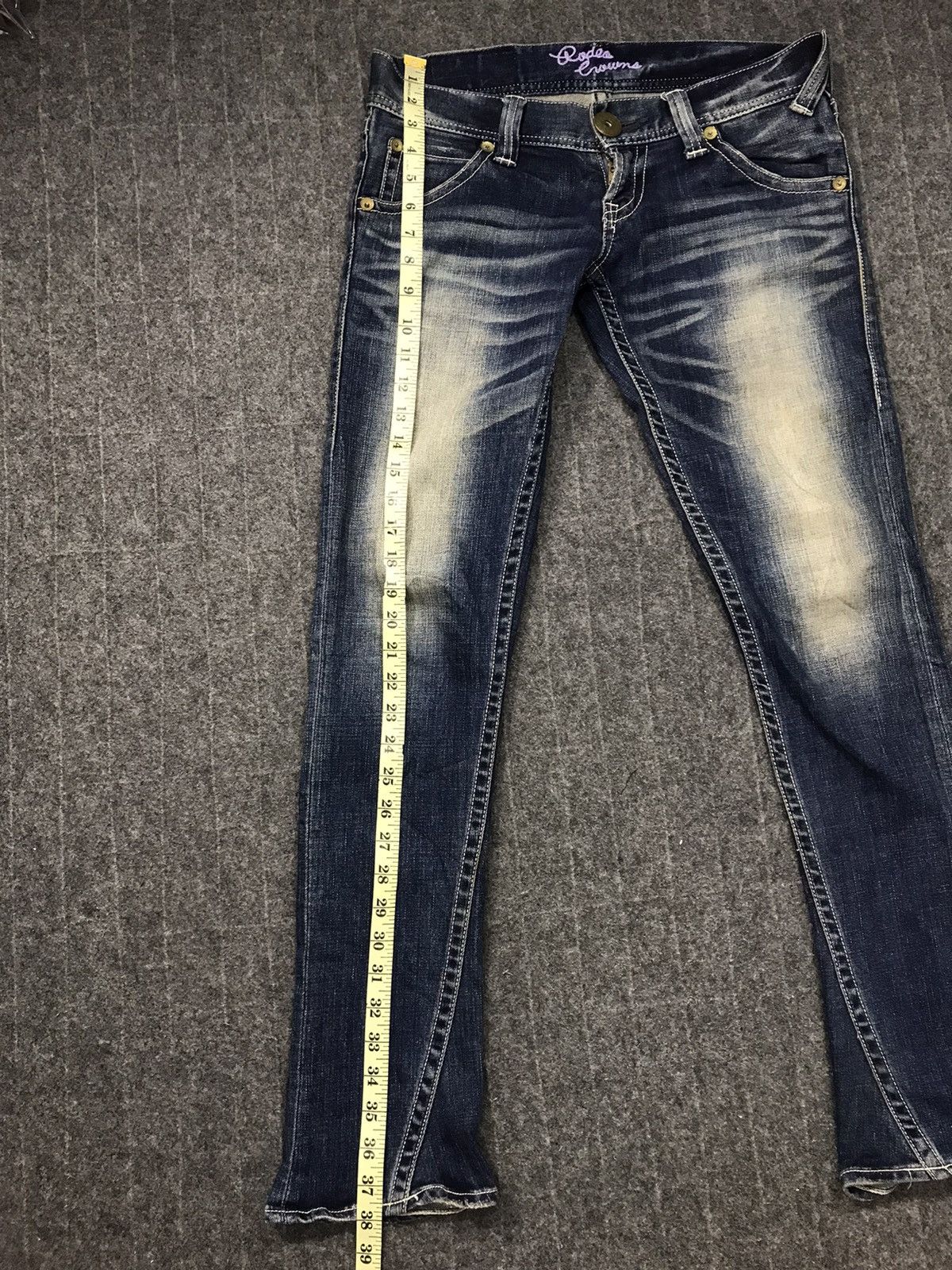 Japanese Brand Rodeo Crown Distressed Denim Jeans Indigo Slim Fit Cut Size US 32 / EU 48 - 11 Thumbnail