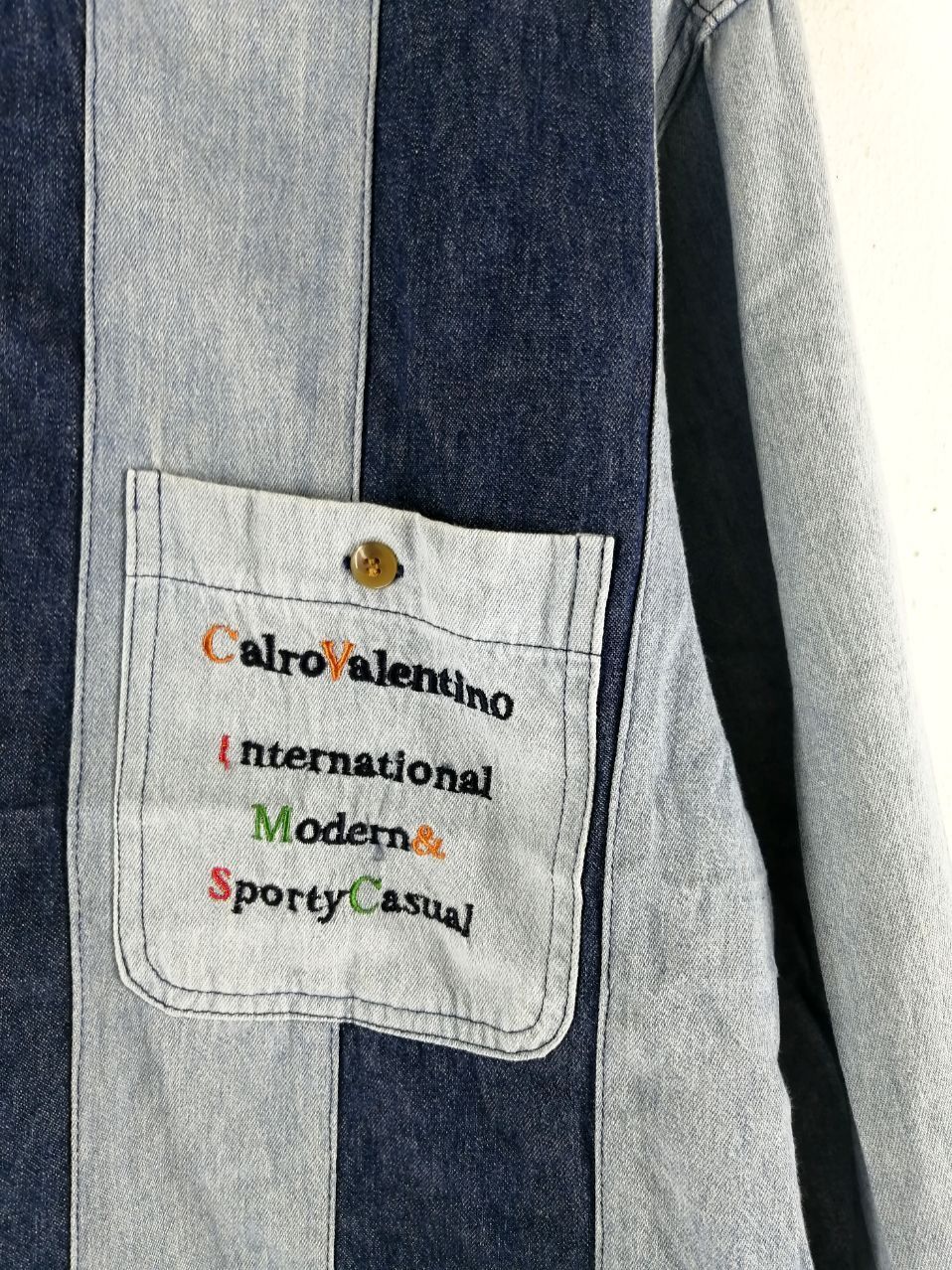Valentino CARLO VALENTINO PATCHWORK BUTTON UP DENIM SHIRT Size US L / EU 52-54 / 3 - 4 Thumbnail