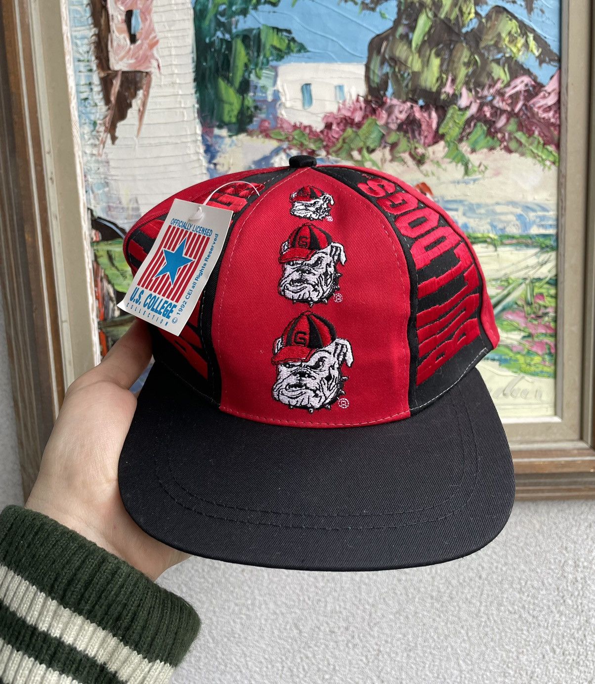 NCAA Vintage Georgia Bulldogs 1990s Snapback Two Tone Cap Hat Size ONE SIZE - 1 Thumbnail