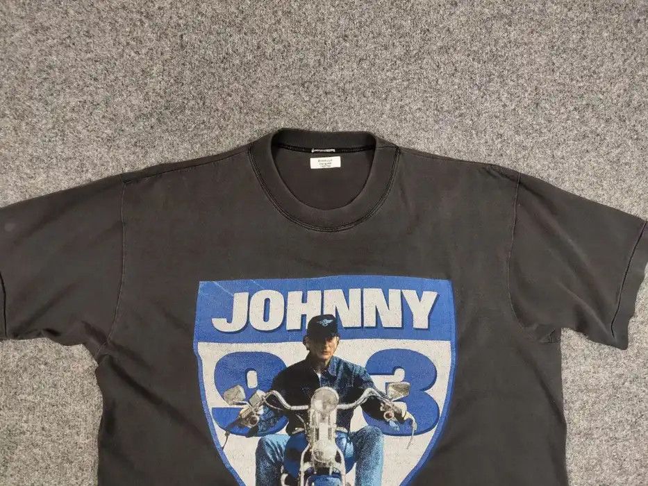 Band Tees Vintage Johnny Hallyday 93 Big Faded Logo Gray T shirt Size US L / EU 52-54 / 3 - 4 Thumbnail
